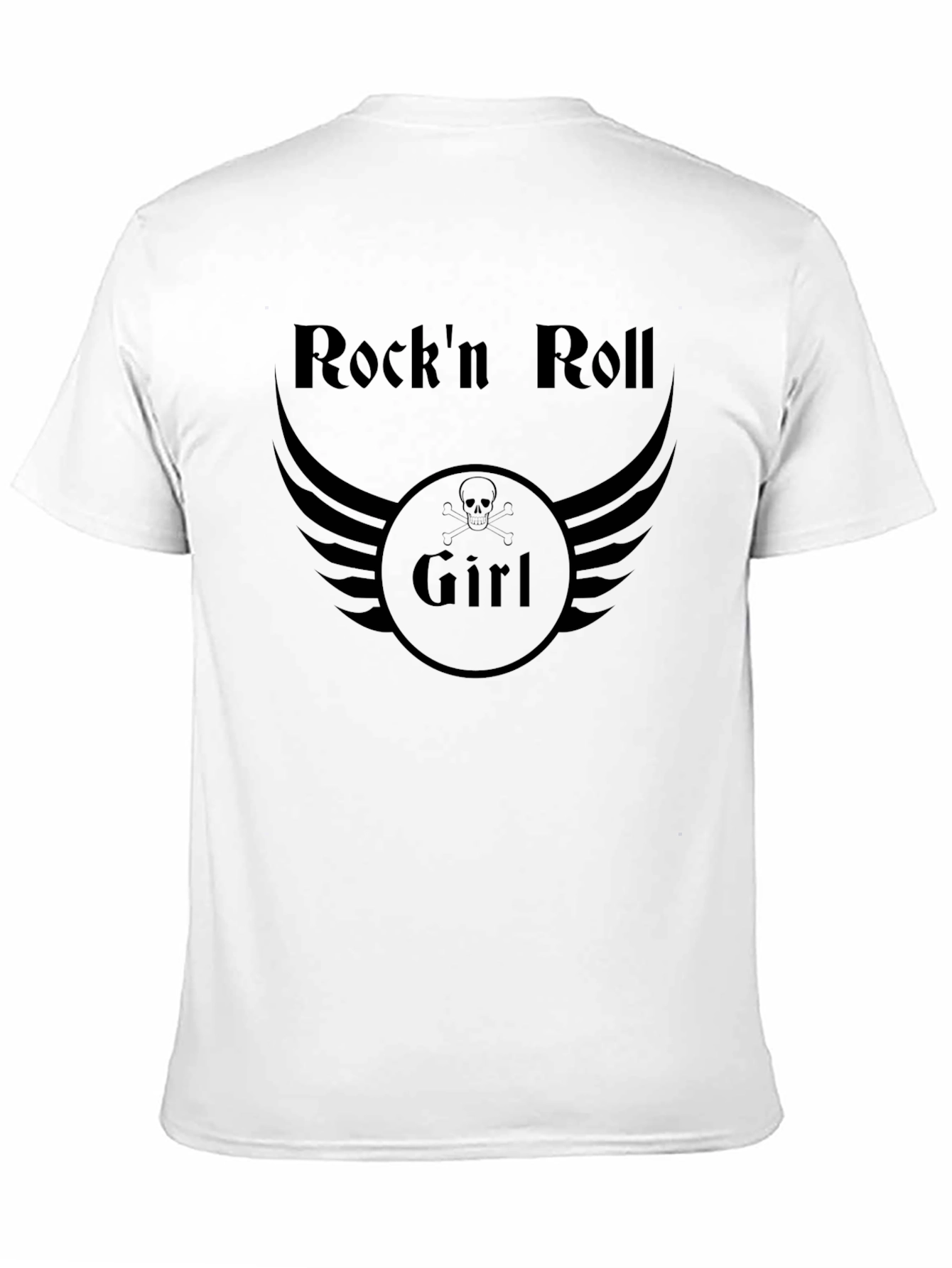 Rockn Roll Girl T-Shirt - Skull Wings Design