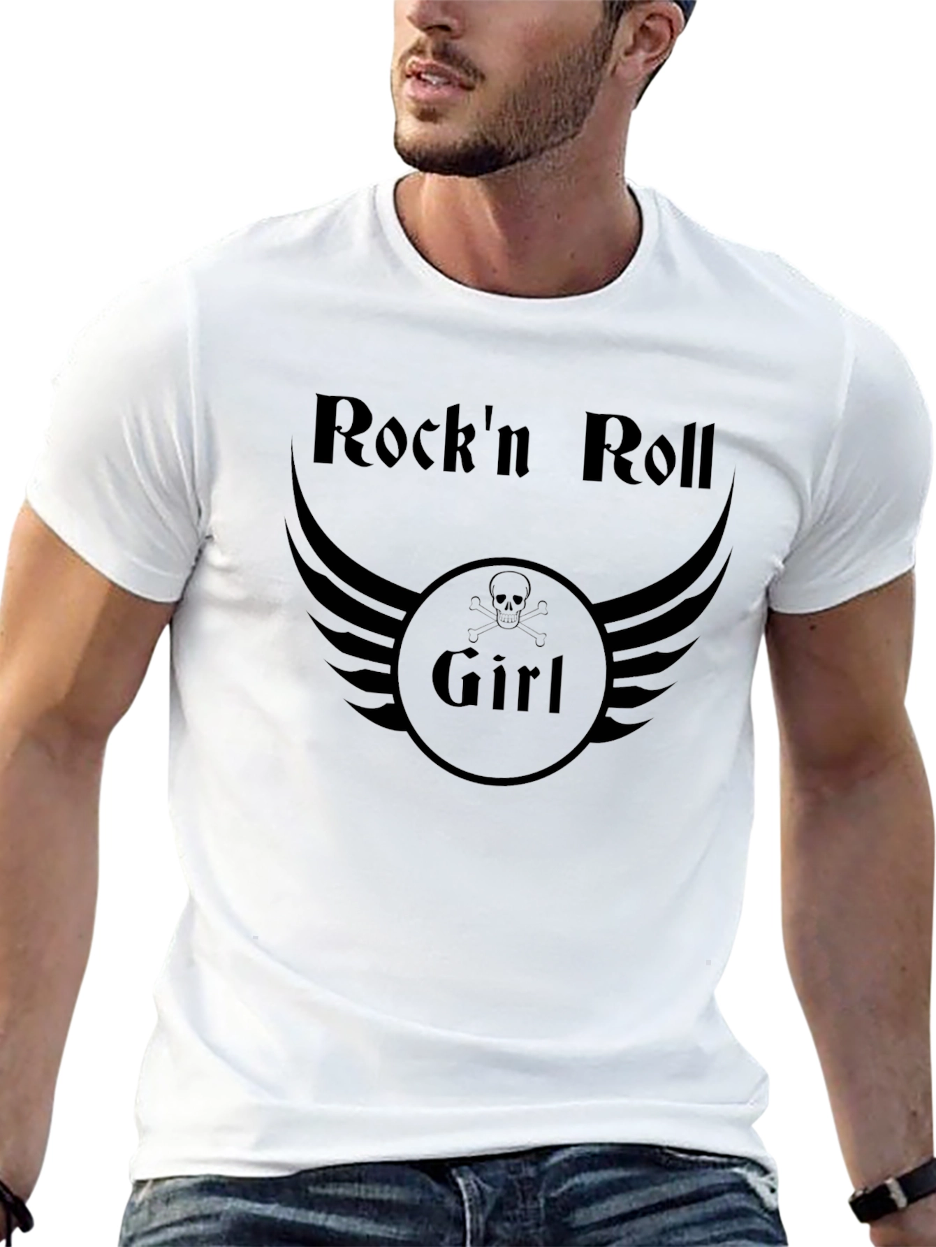 Rockn Roll Girl T-Shirt - Skull Wings Design