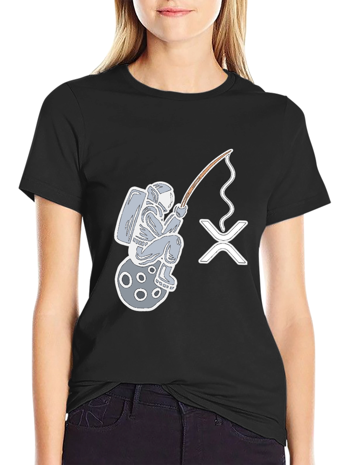 Astronaut Fishing on Moon T-Shirt