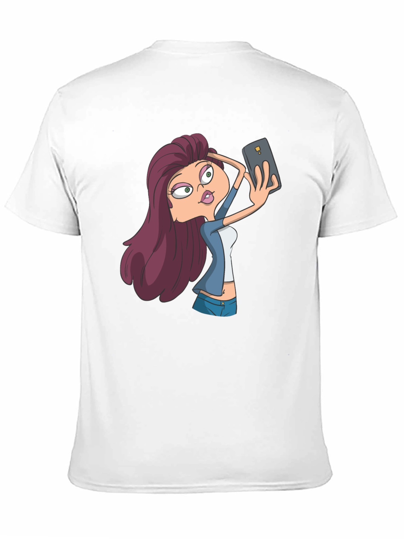 Selfie Cartoon Girl T-Shirt - Stylish Graphic Tee
