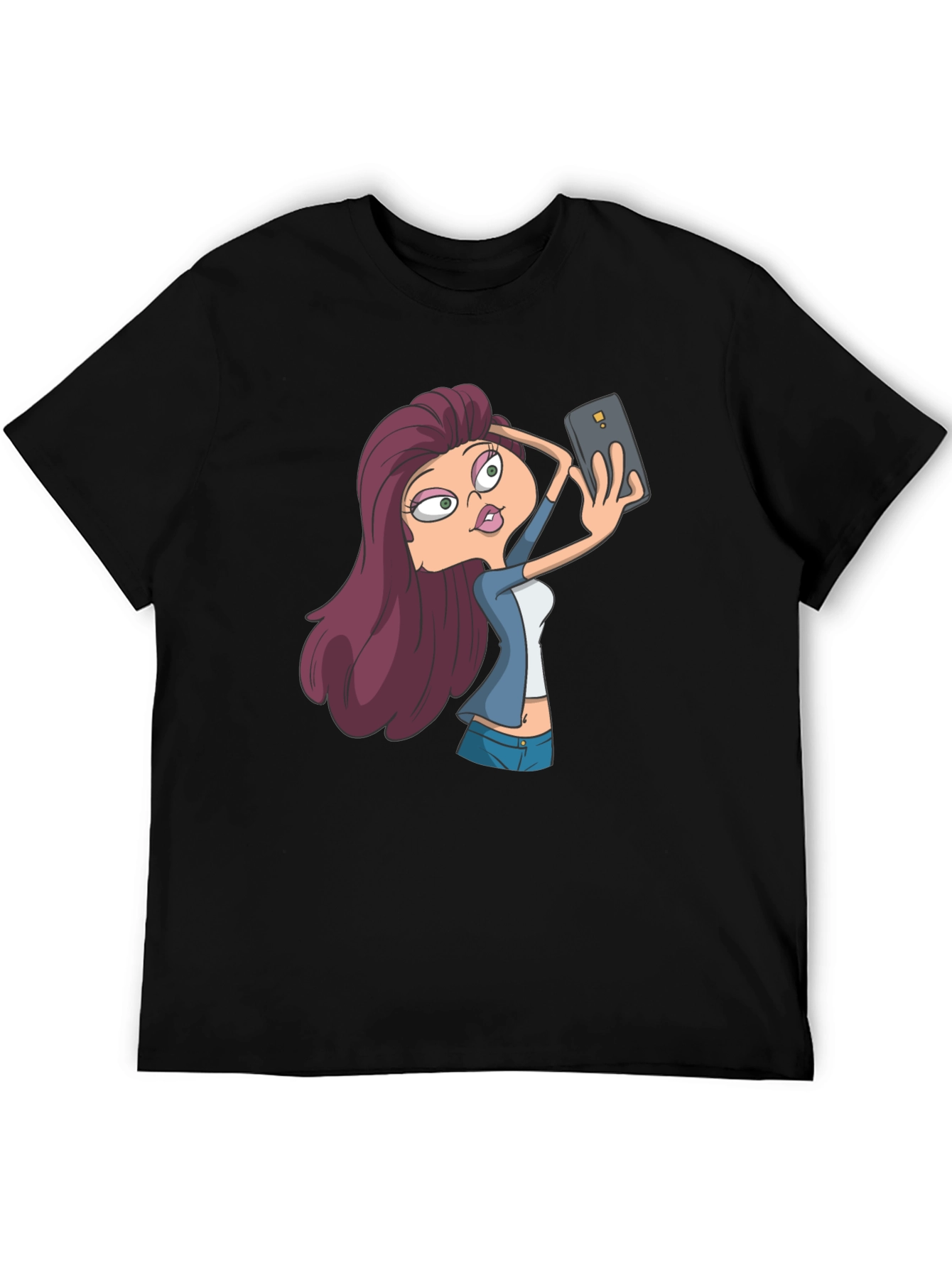 Selfie Cartoon Girl T-Shirt - Stylish Graphic Tee