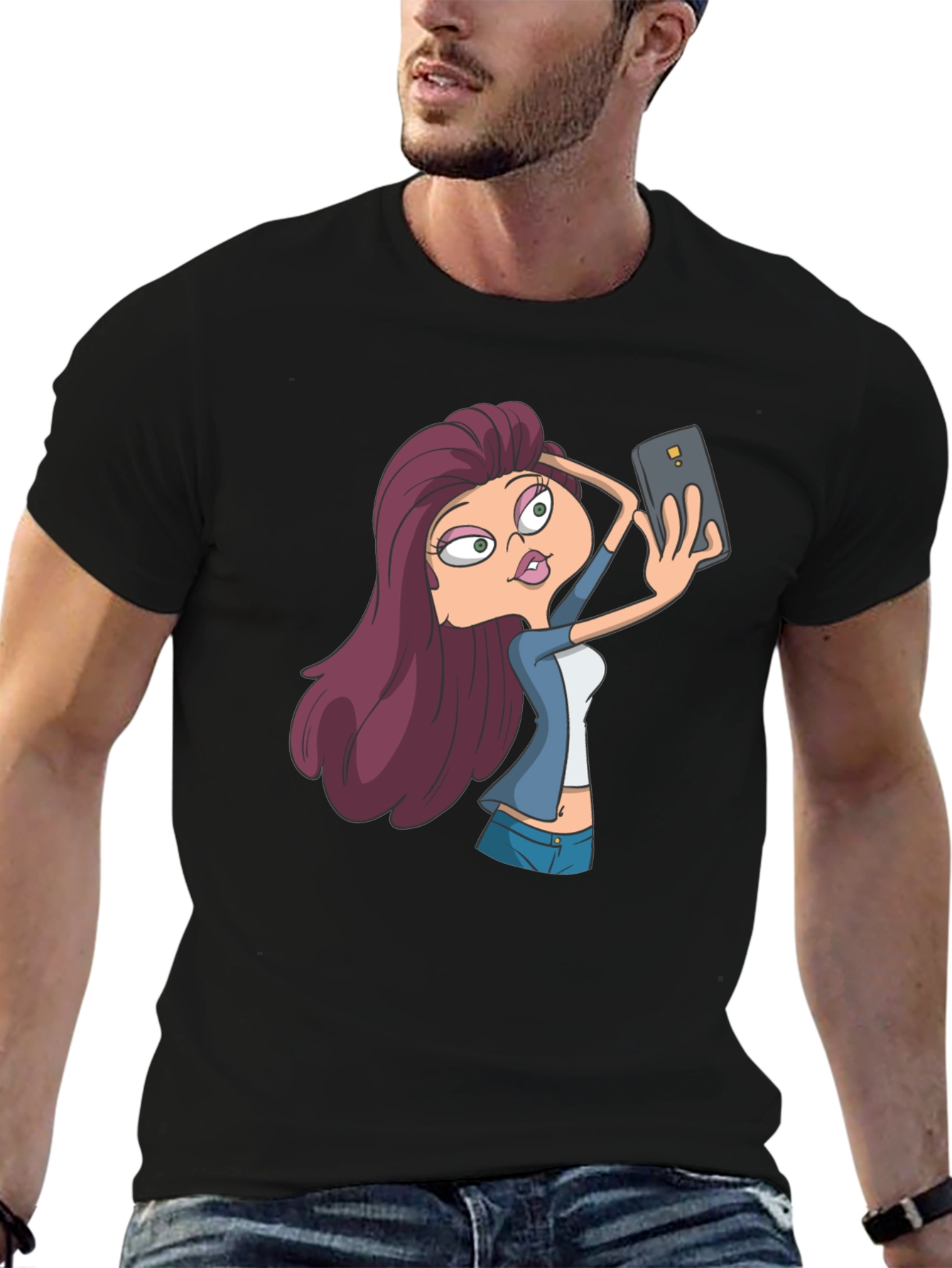 Selfie Cartoon Girl T-Shirt - Stylish Graphic Tee