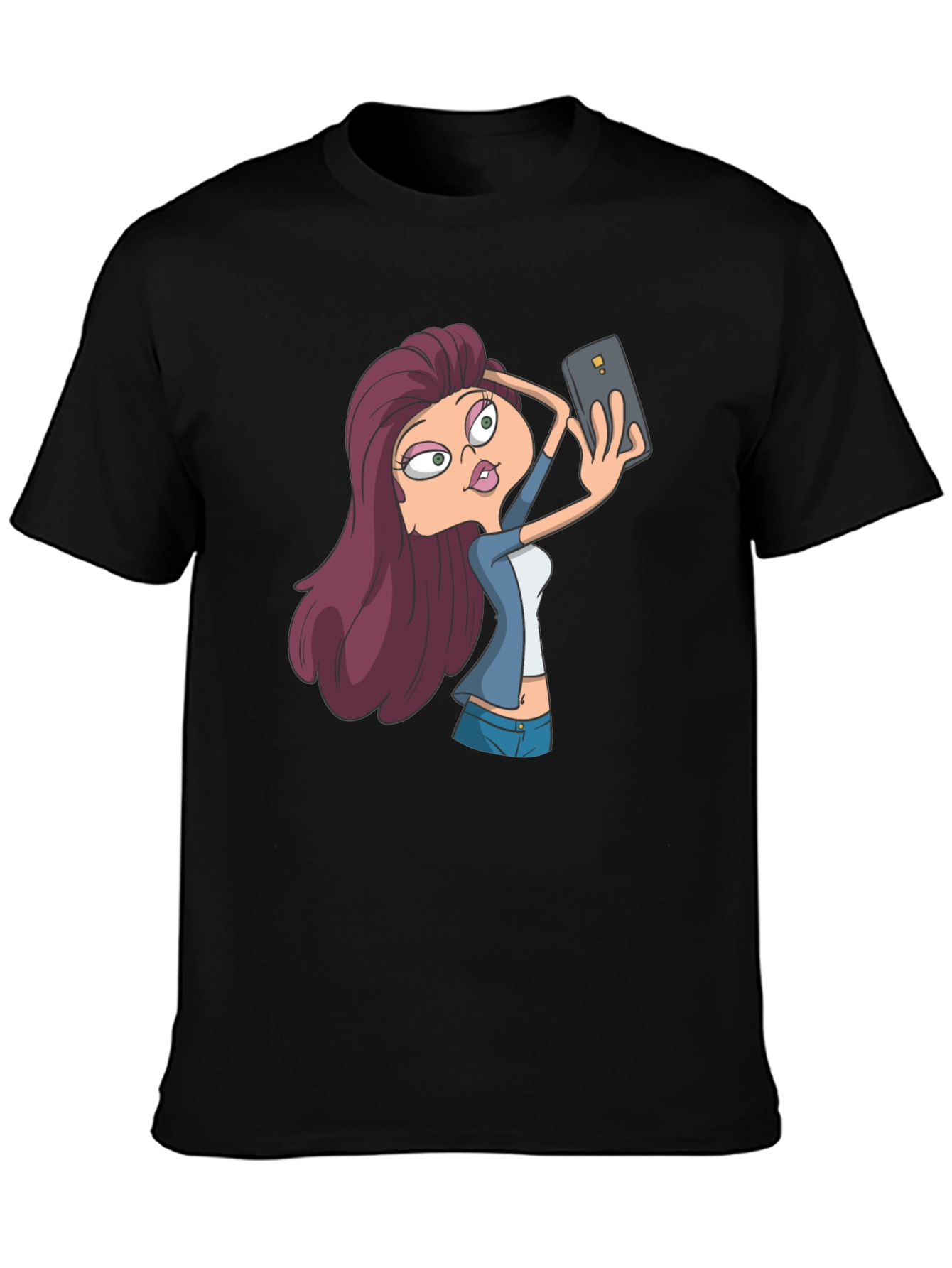 Selfie Cartoon Girl T-Shirt - Stylish Graphic Tee