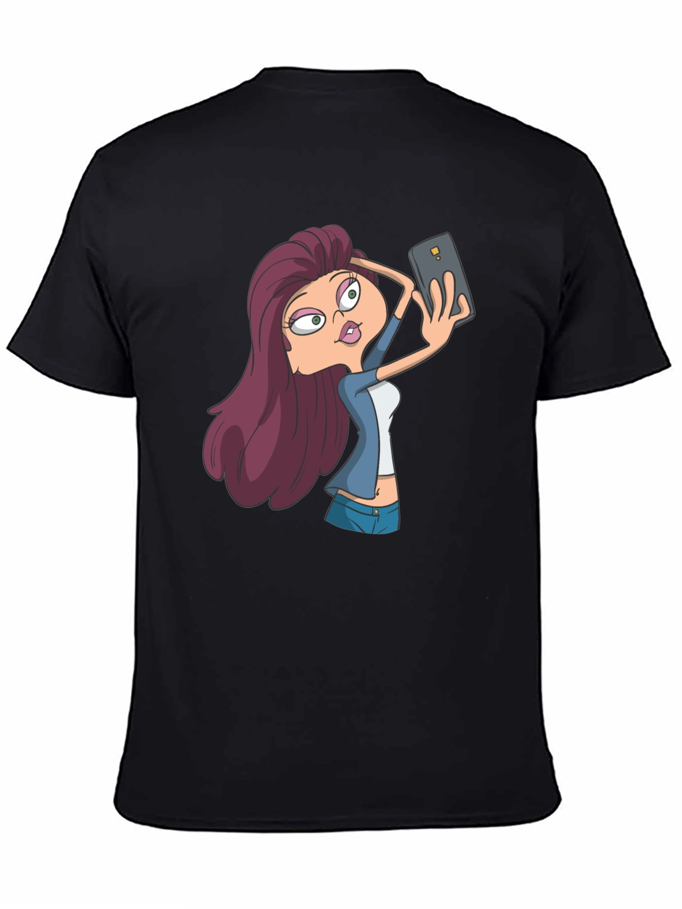 Selfie Cartoon Girl T-Shirt - Stylish Graphic Tee