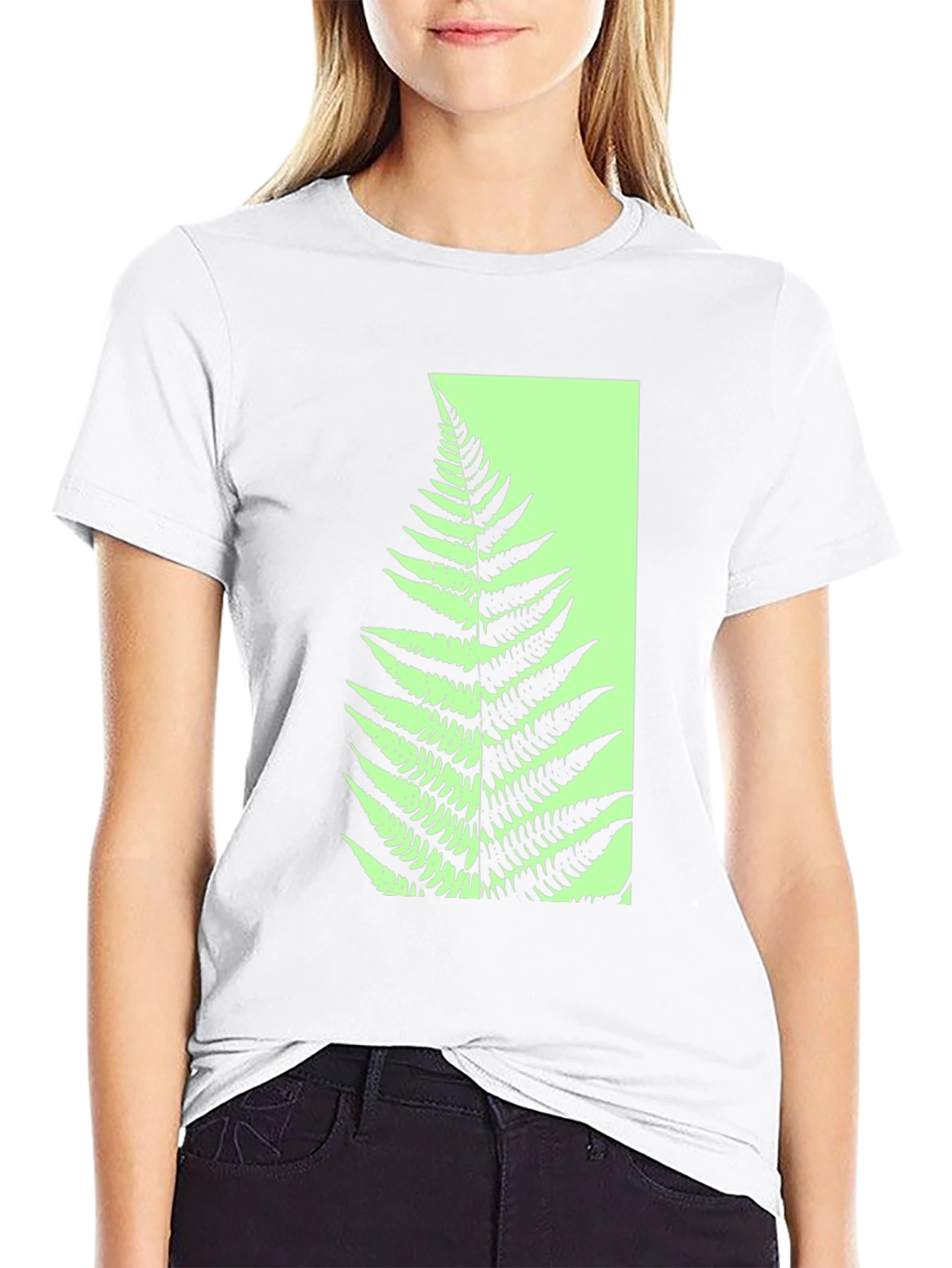 Botanical Fern Graphic Tee - Black Cotton Blend