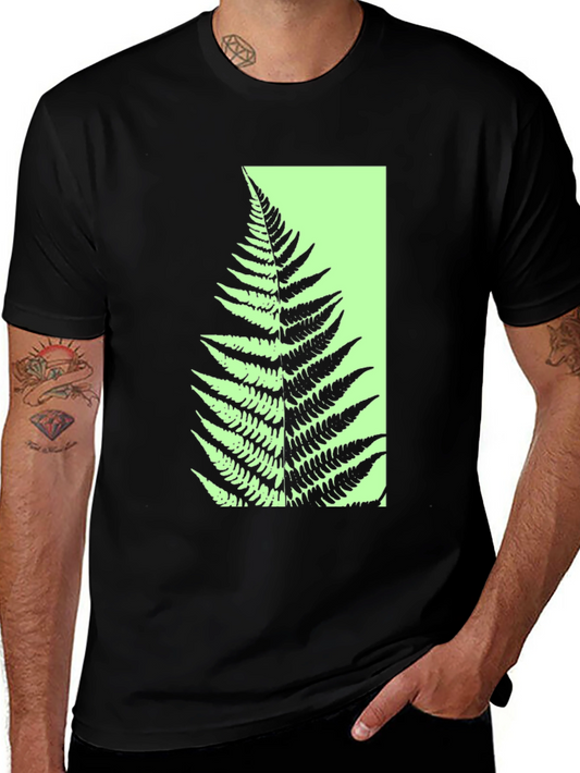 Botanical Fern Graphic Tee - Black Cotton Blend