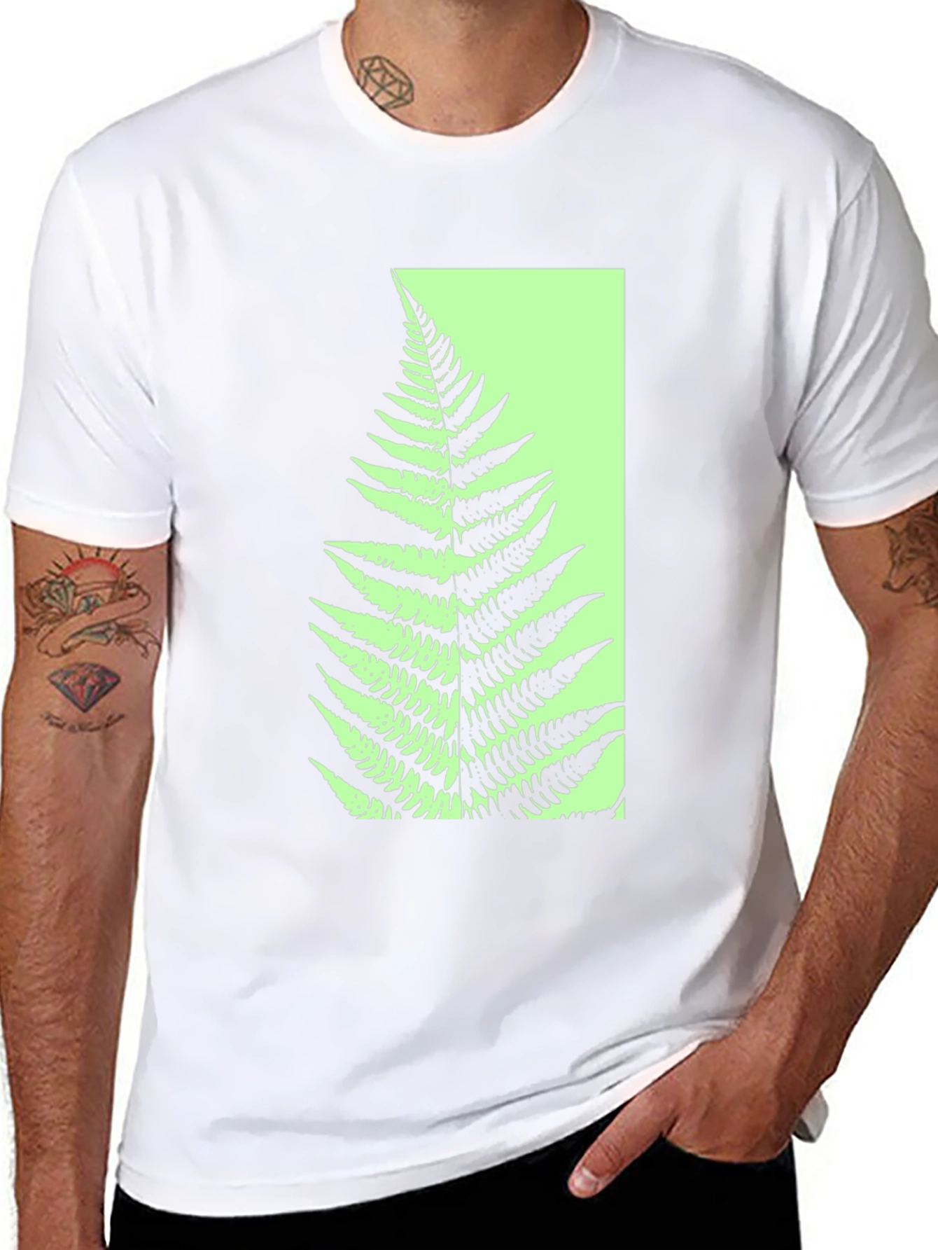 Botanical Fern Graphic Tee - Black Cotton Blend