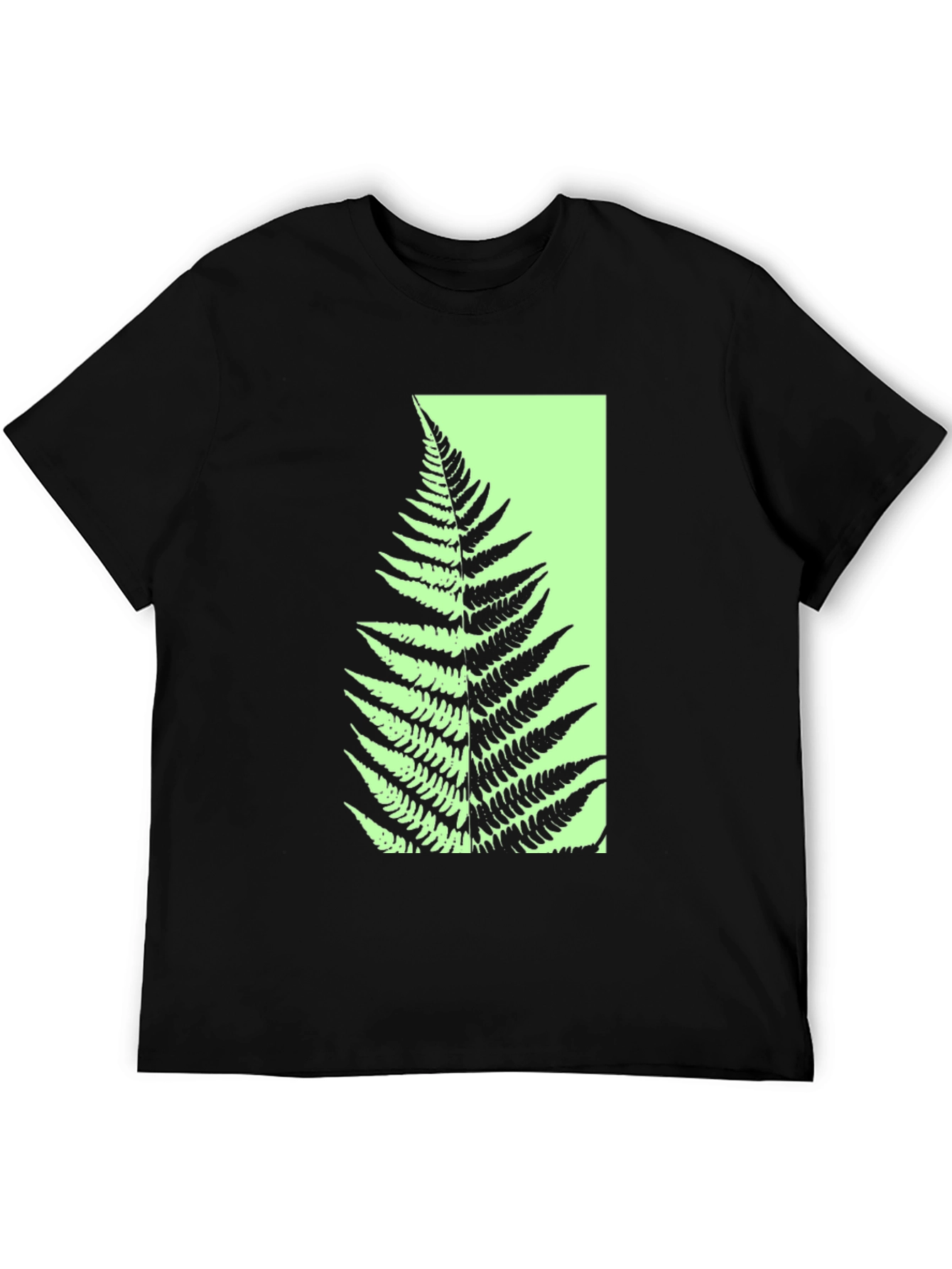 Botanical Fern Graphic Tee - Black Cotton Blend