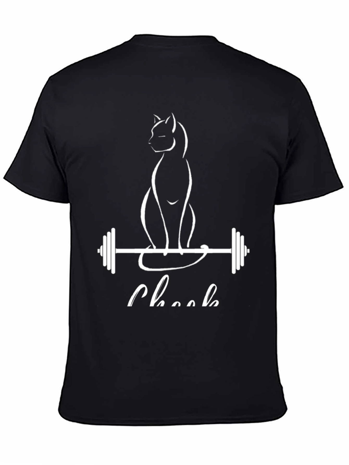 Cat Lifting Weights Black T-Shirt - Gym Humor