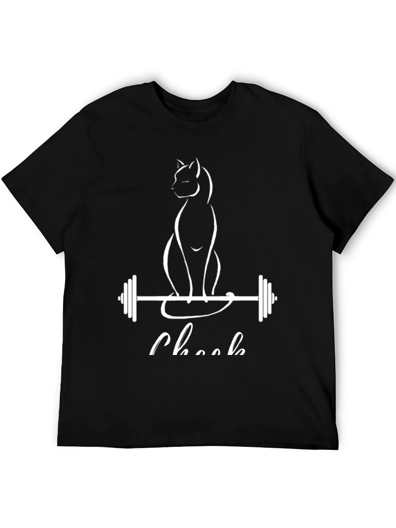 Cat Lifting Weights Black T-Shirt - Gym Humor