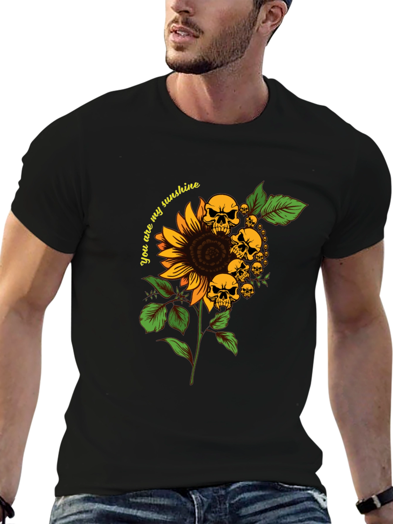 Skull Sunflower Graphic T-Shirt