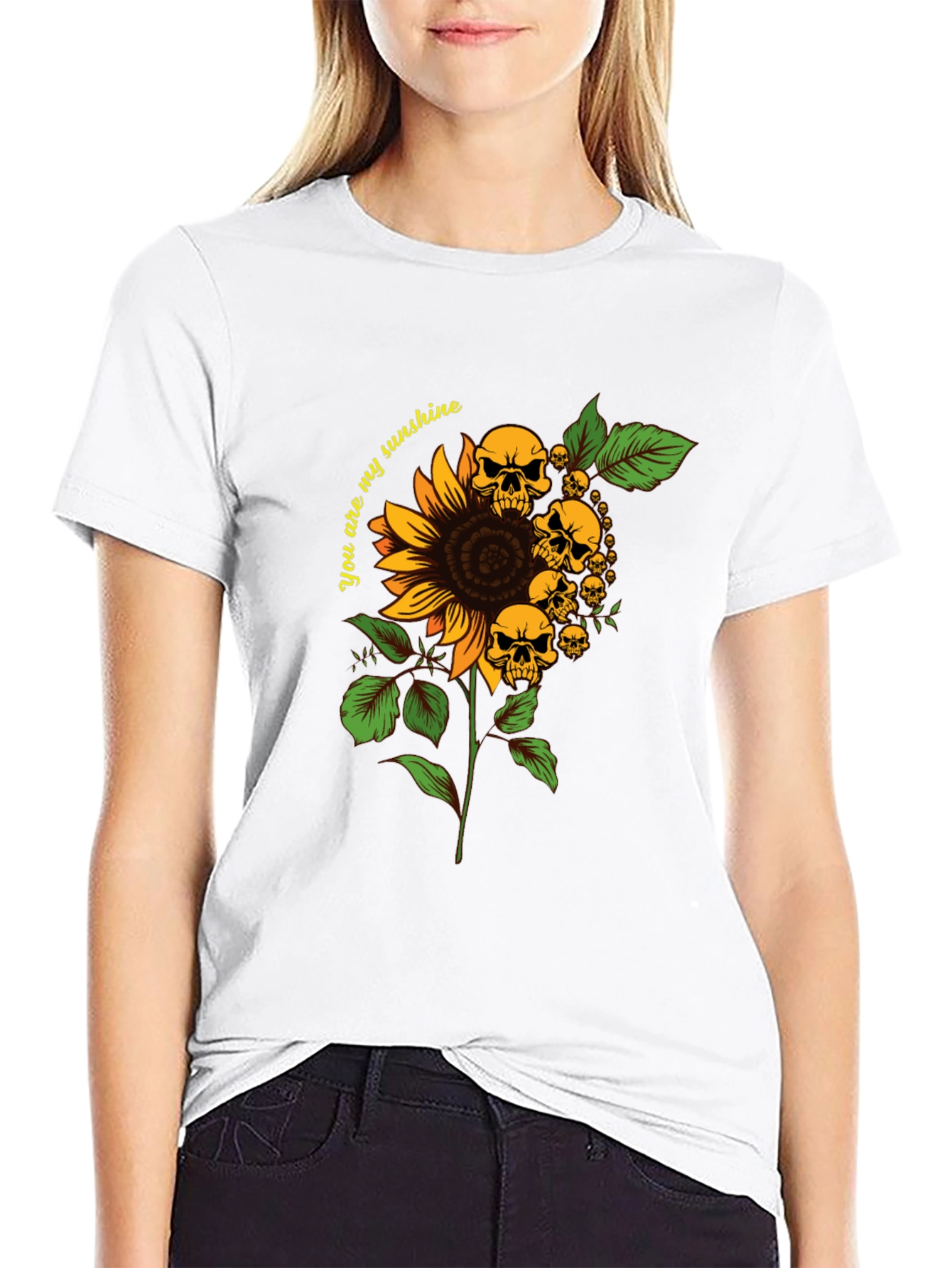 Skull Sunflower Graphic T-Shirt