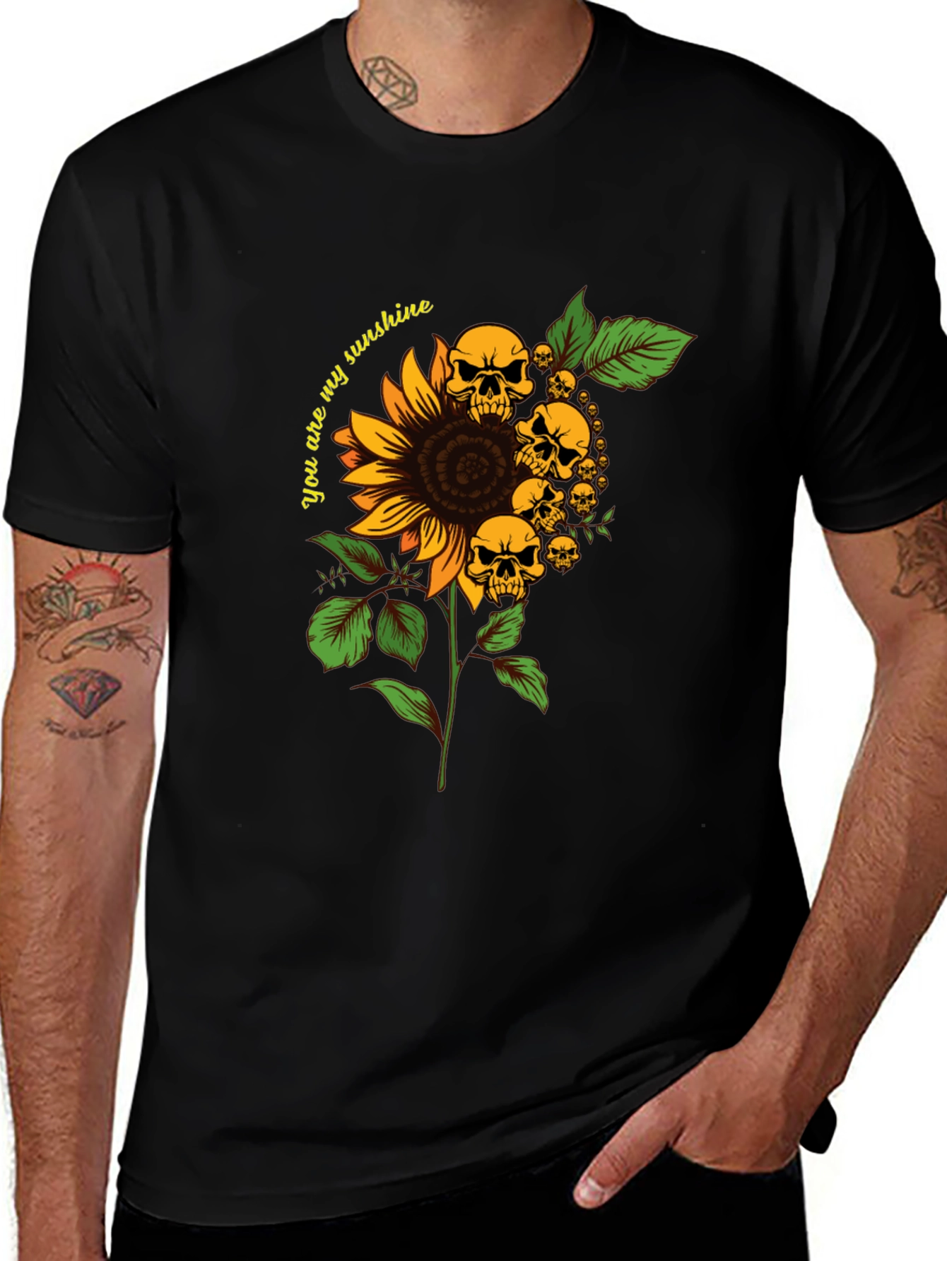 Skull Sunflower Graphic T-Shirt