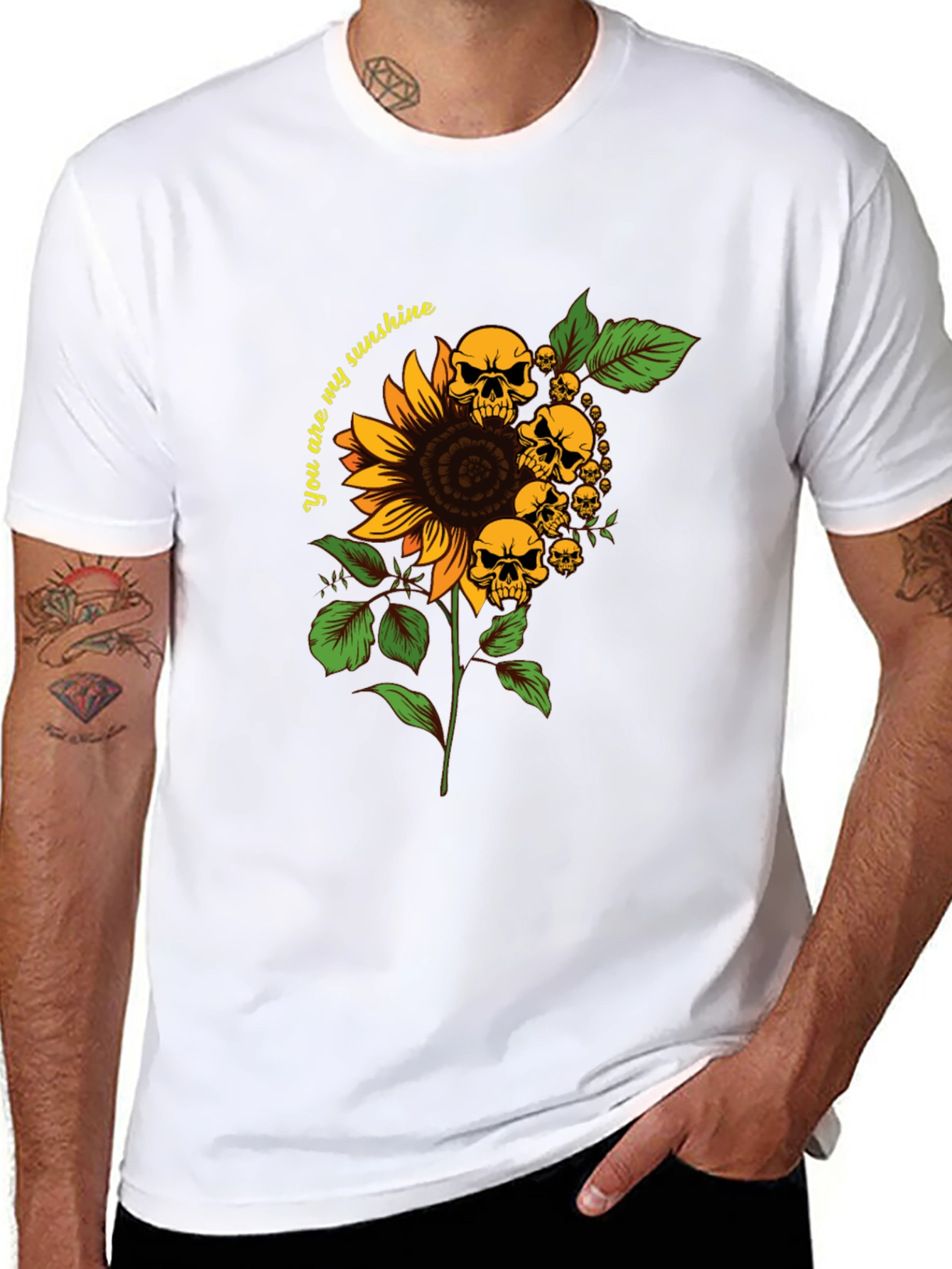 Skull Sunflower Graphic T-Shirt