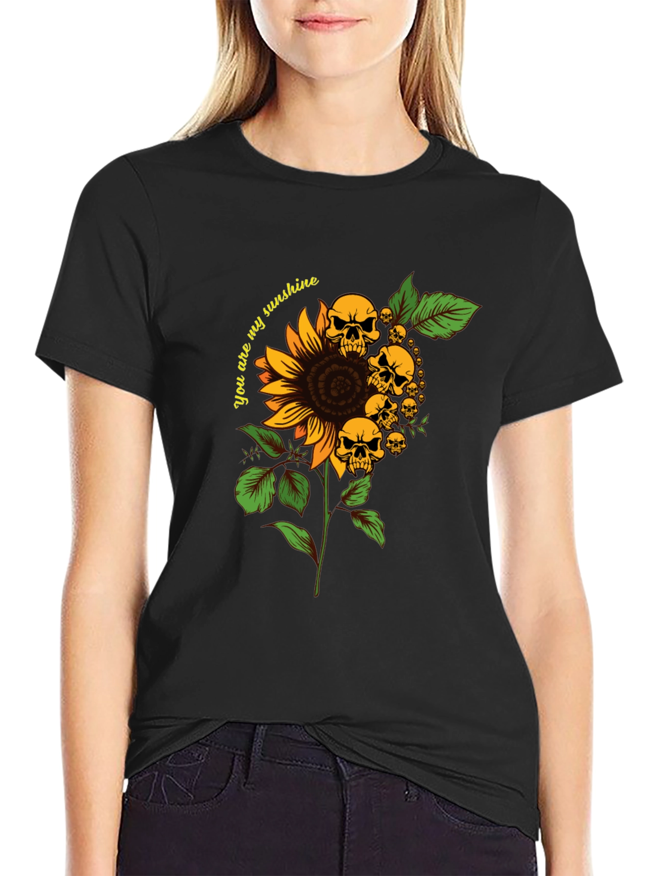 Skull Sunflower Graphic T-Shirt