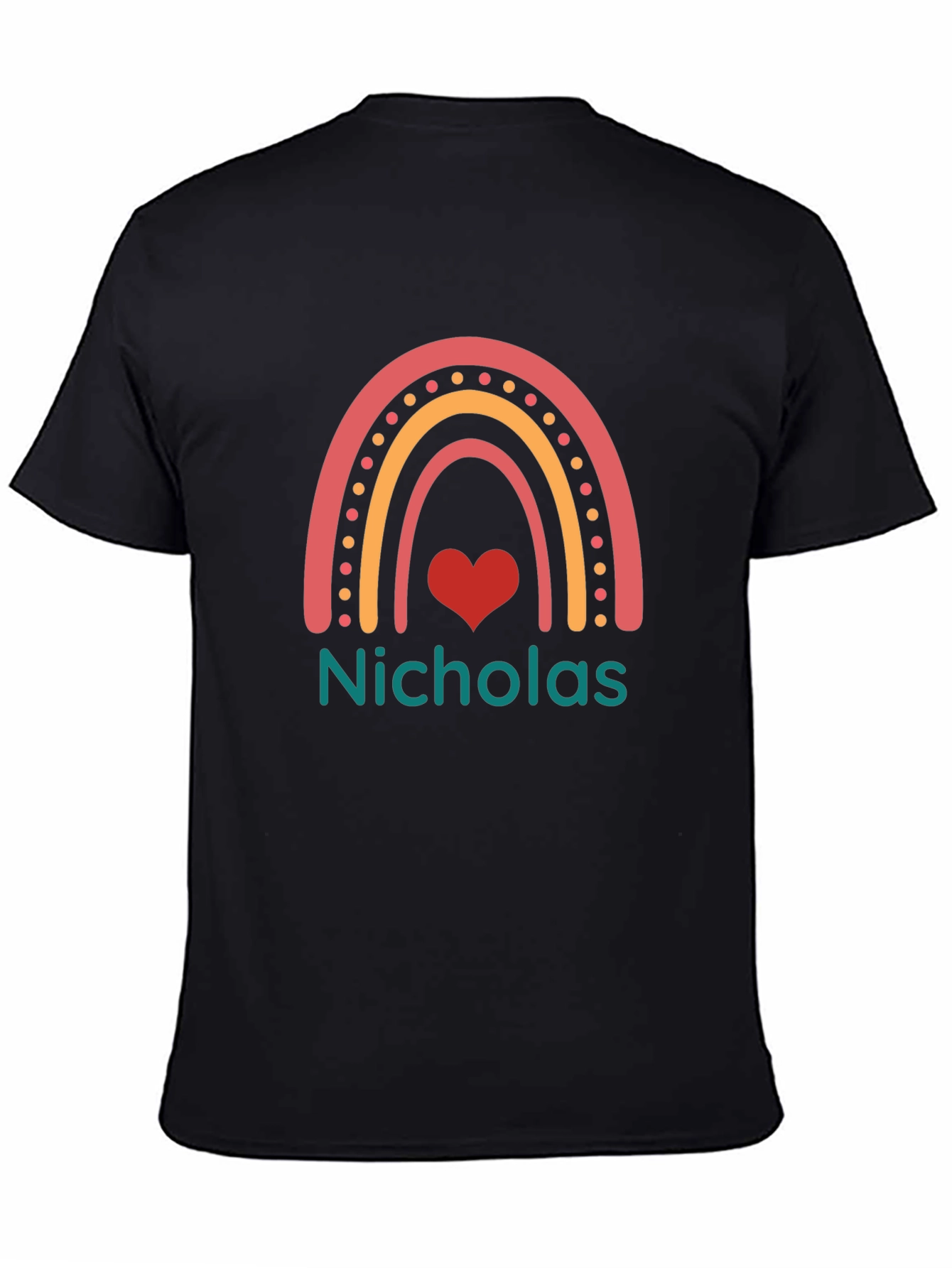Personalized Nicholas Rainbow Heart T-Shirt