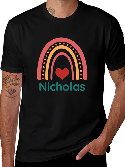 Personalized Nicholas Rainbow Heart T-Shirt