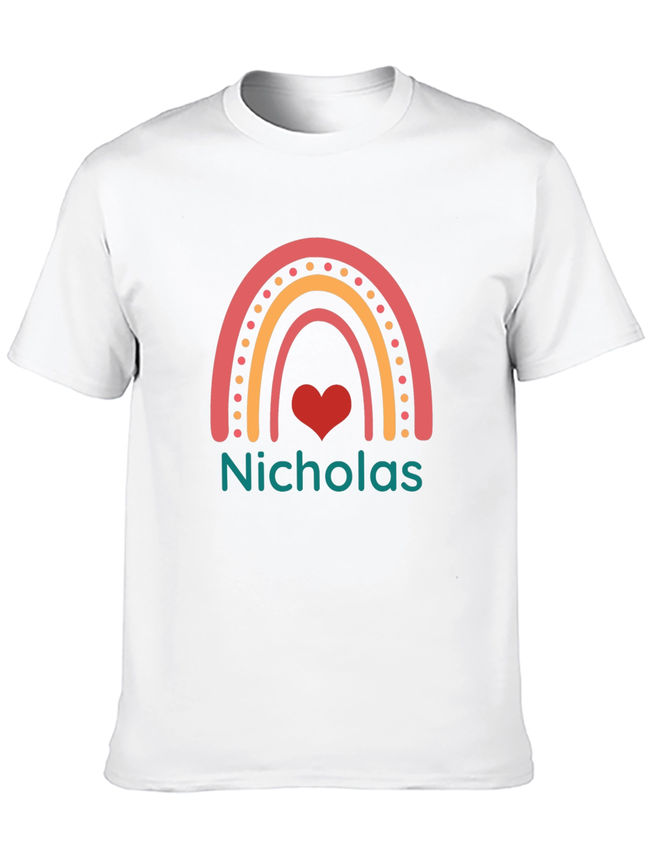 Personalized Nicholas Rainbow Heart T-Shirt