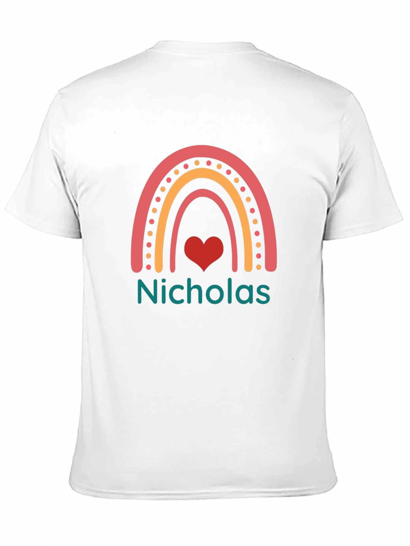 Personalized Nicholas Rainbow Heart T-Shirt