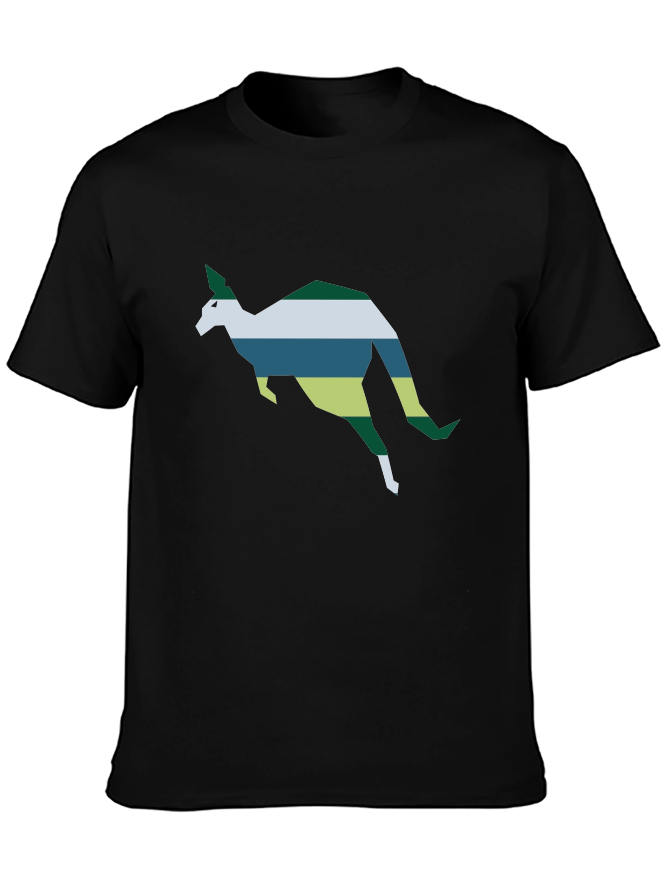 Geometric Kangaroo Tee - Stylish Black Cotton Shirt