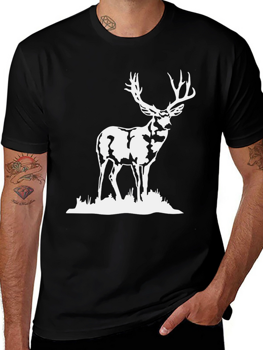 Deer Graphic Tee - Classic Black Cotton T-Shirt