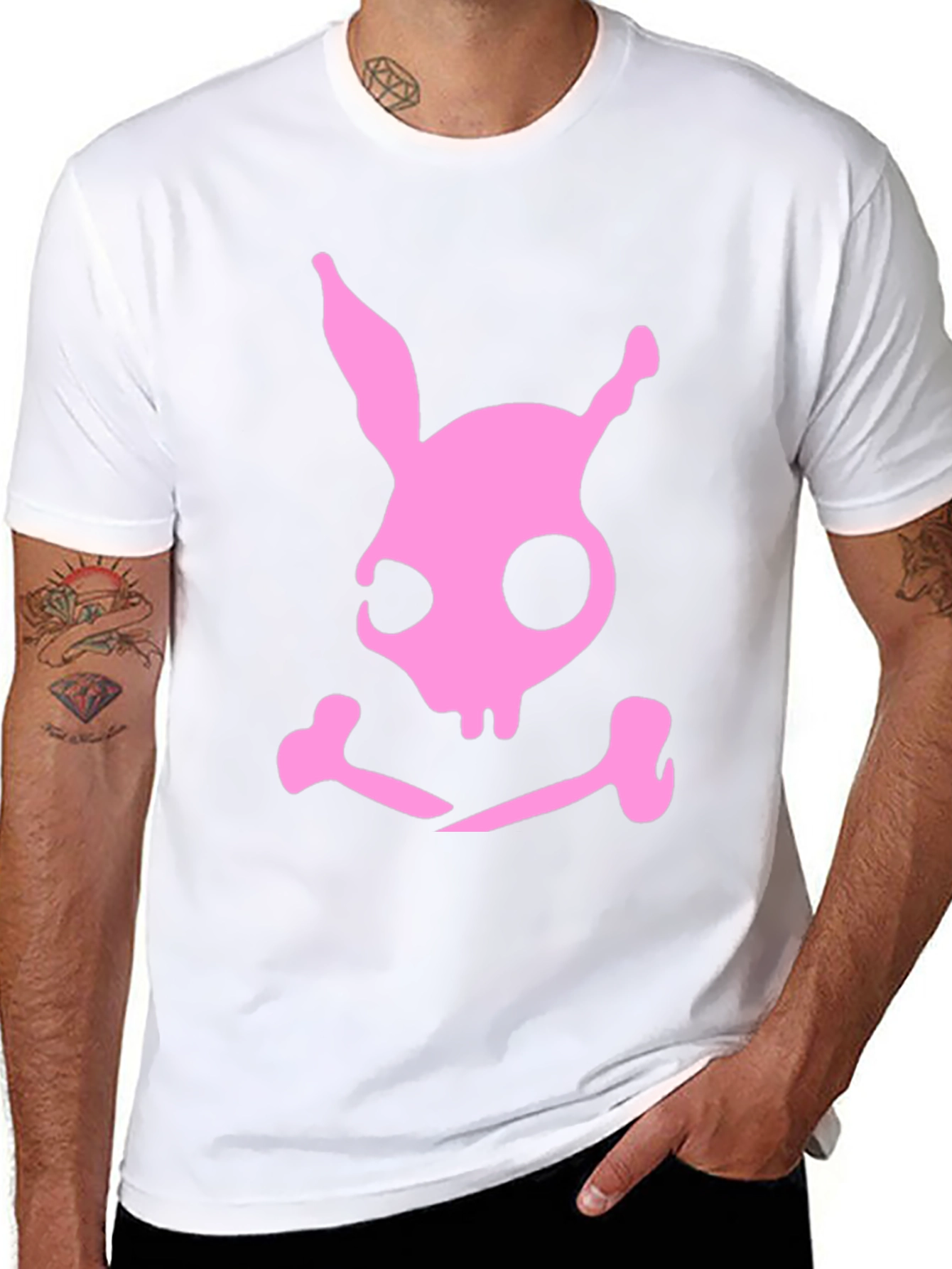 Skull Bunny Graphic T-Shirt - Black