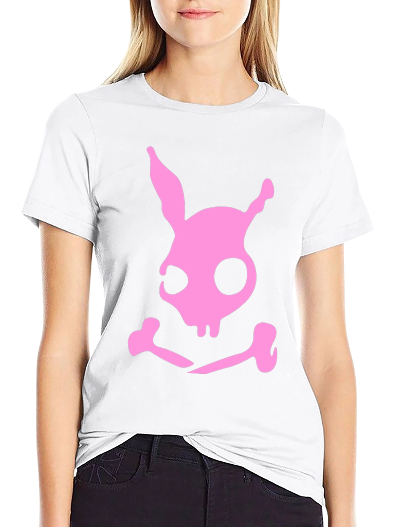 Skull Bunny Graphic T-Shirt - Black