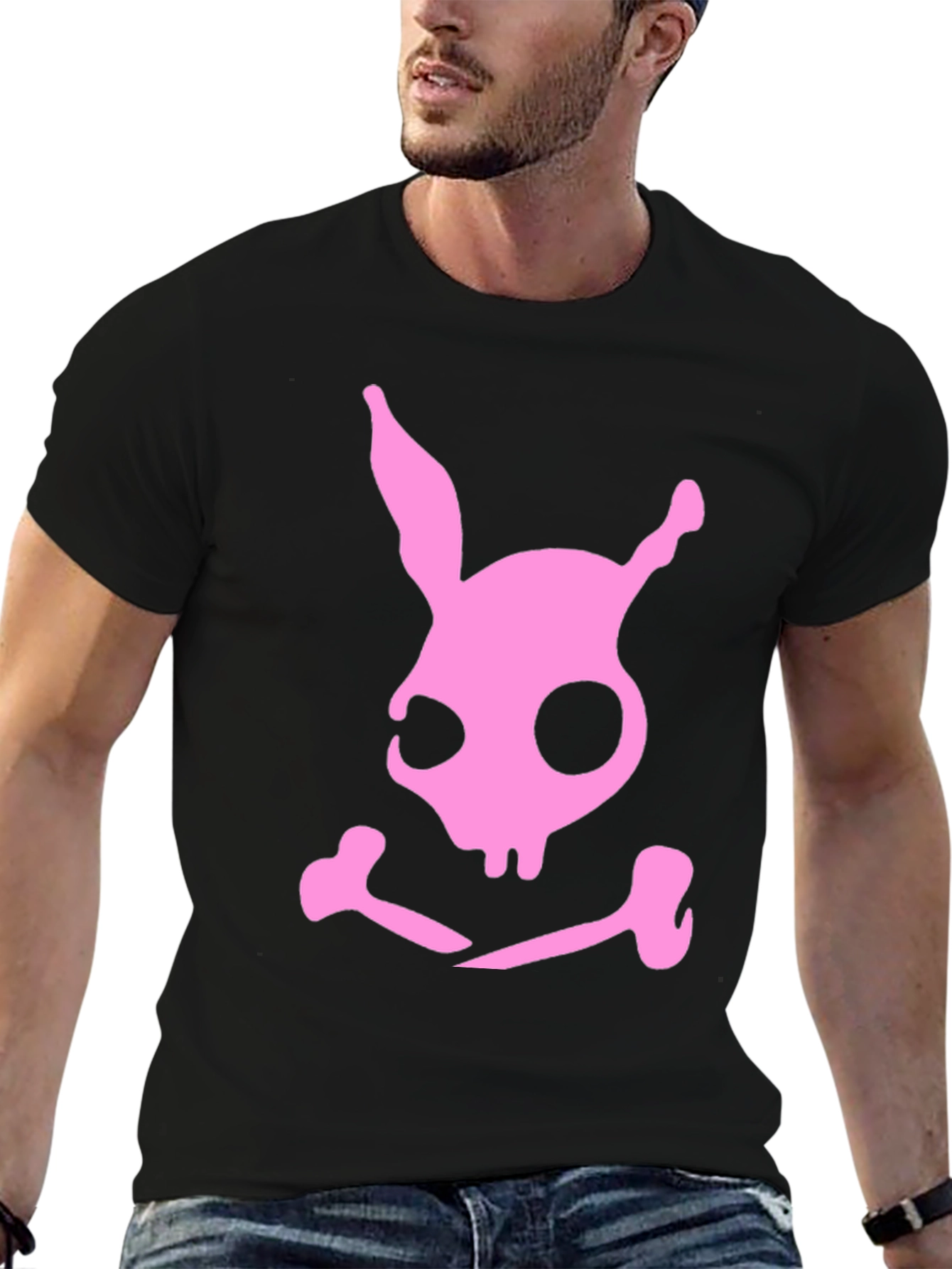 Skull Bunny Graphic T-Shirt - Black