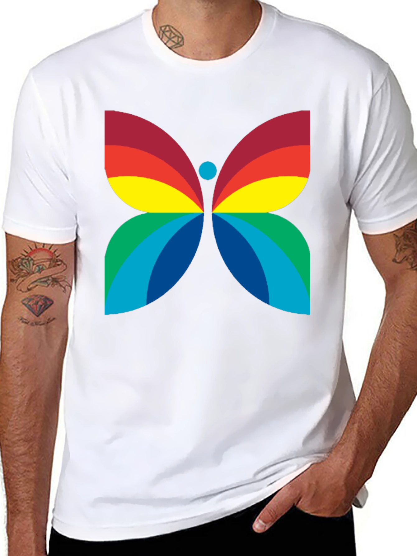 Rainbow Butterfly Graphic Tee - Bold Statement Shirt
