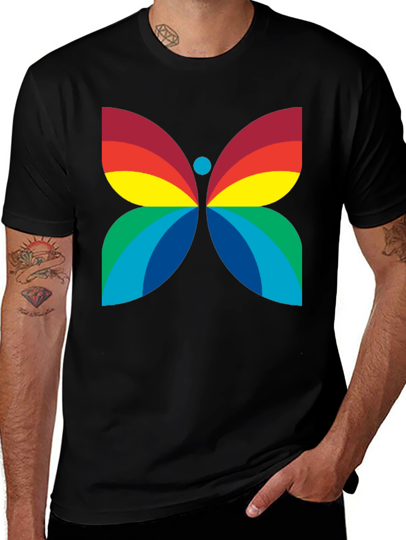 Rainbow Butterfly Graphic Tee - Bold Statement Shirt
