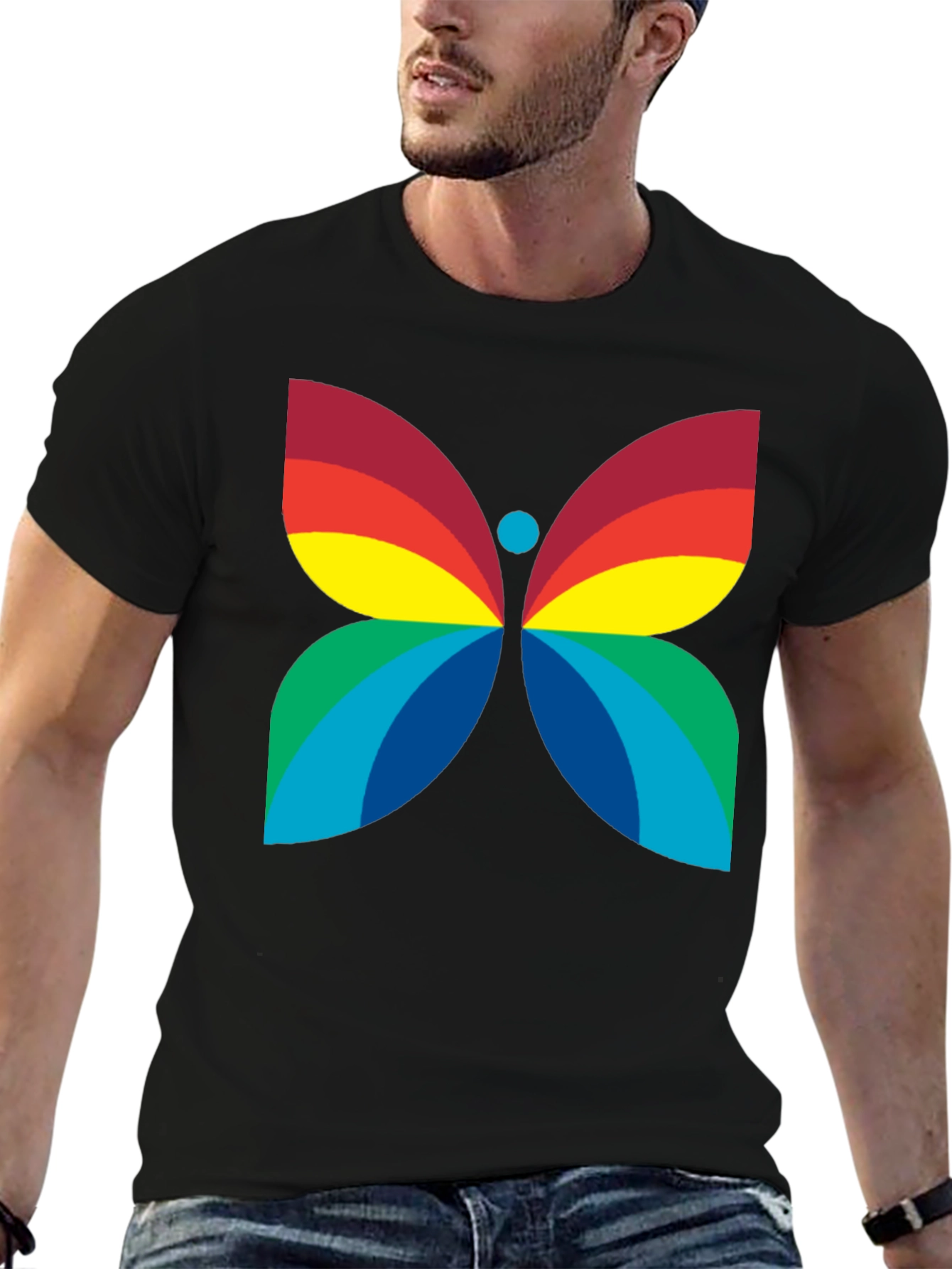 Rainbow Butterfly Graphic Tee - Bold Statement Shirt