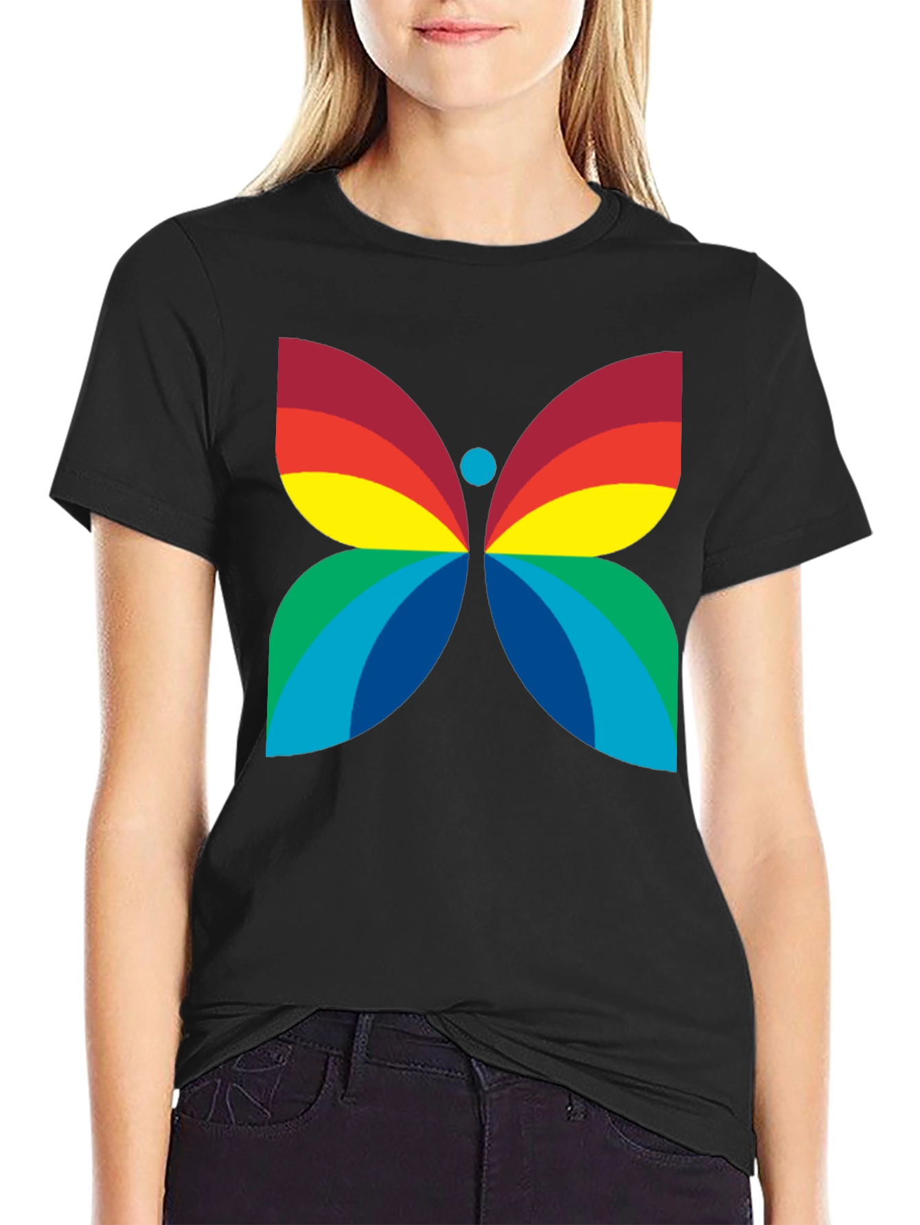 Rainbow Butterfly Graphic Tee - Bold Statement Shirt