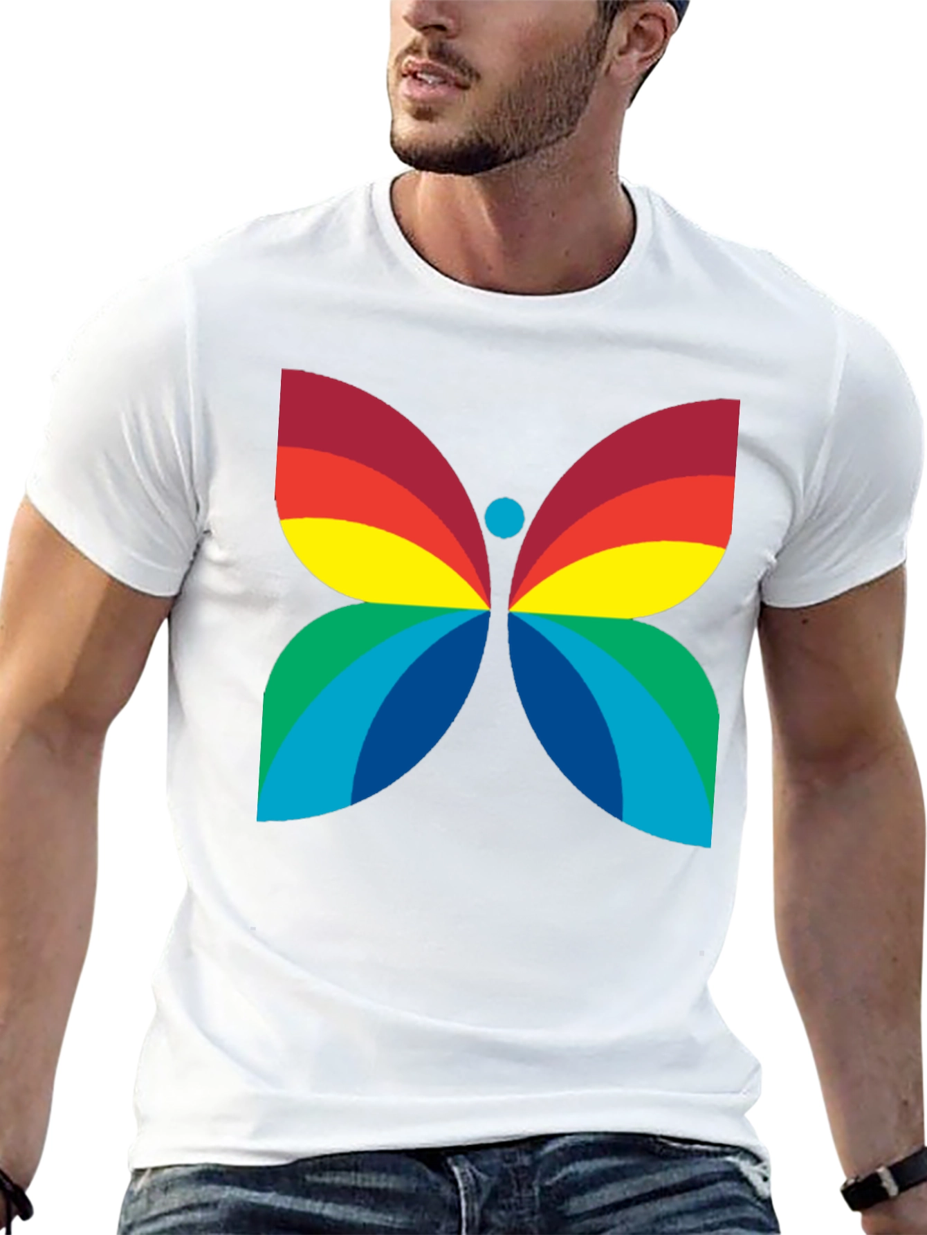 Rainbow Butterfly Graphic Tee - Bold Statement Shirt