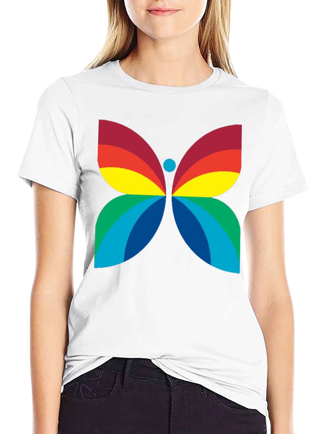 Rainbow Butterfly Graphic Tee - Bold Statement Shirt