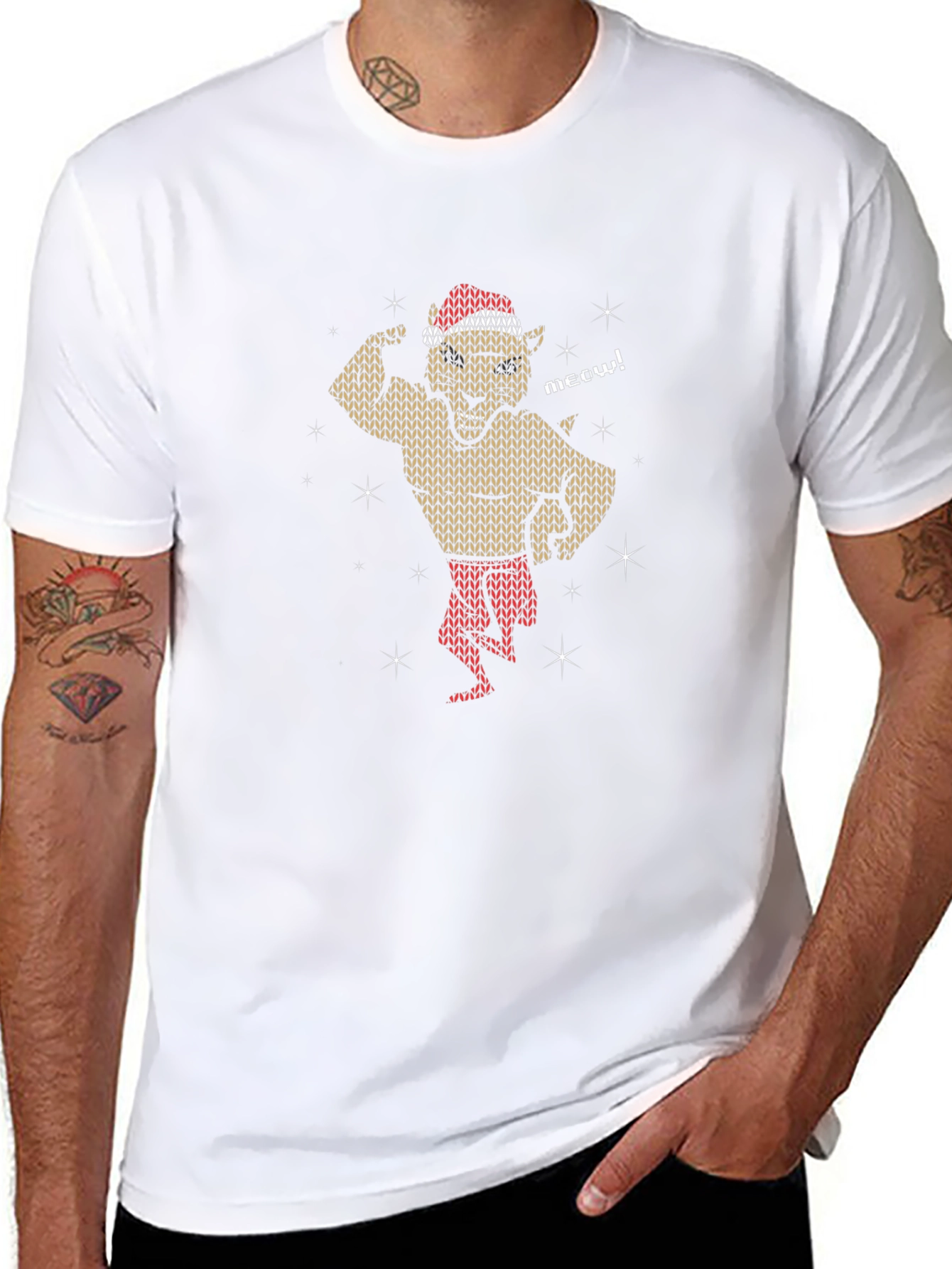 Festive Feline Flex Mens T-Shirt