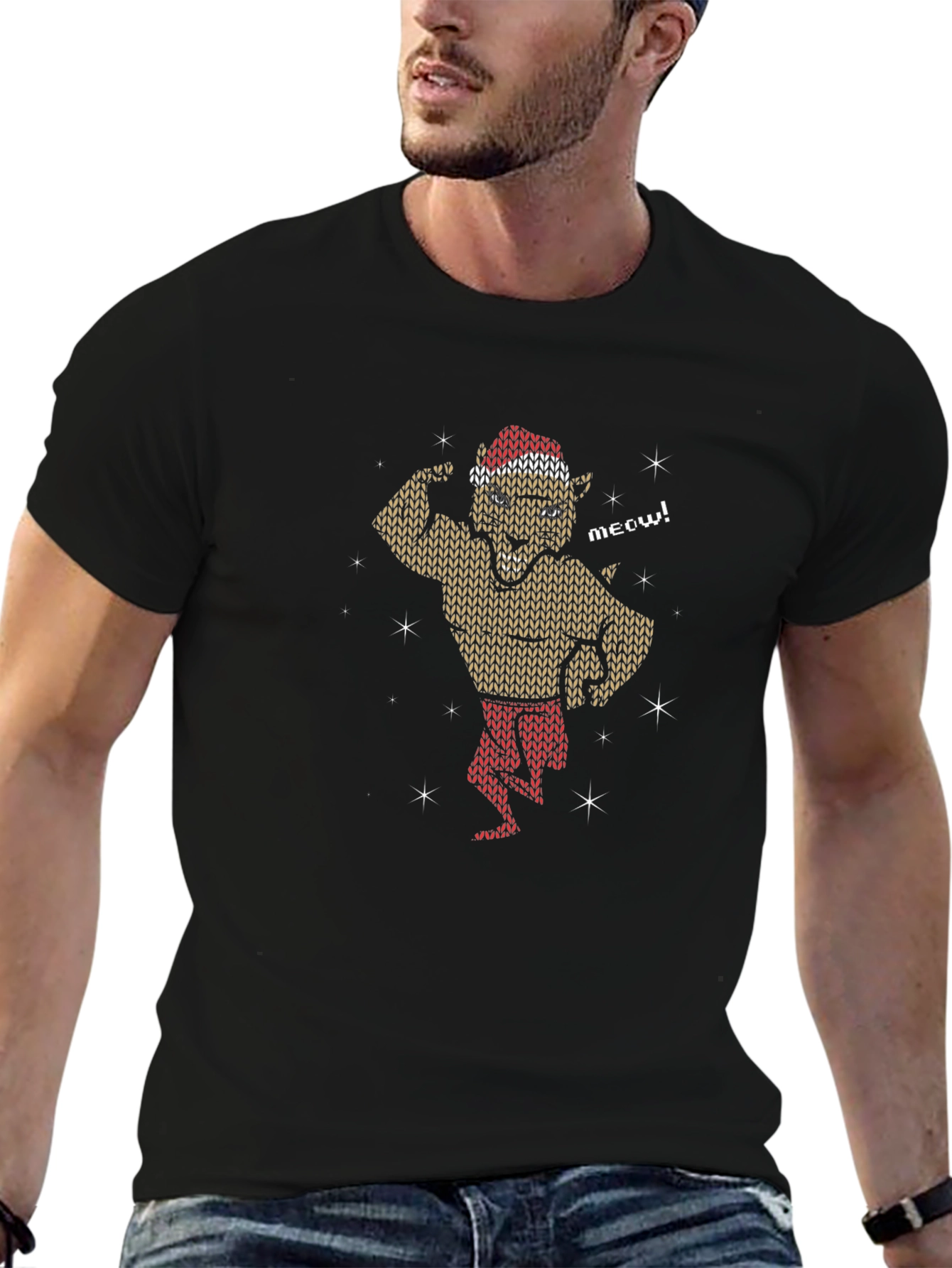 Festive Feline Flex Mens T-Shirt