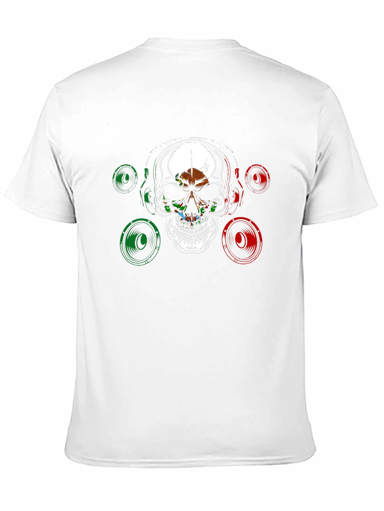 Skull & Speaker Graphic Tee - Mexican Flag Design