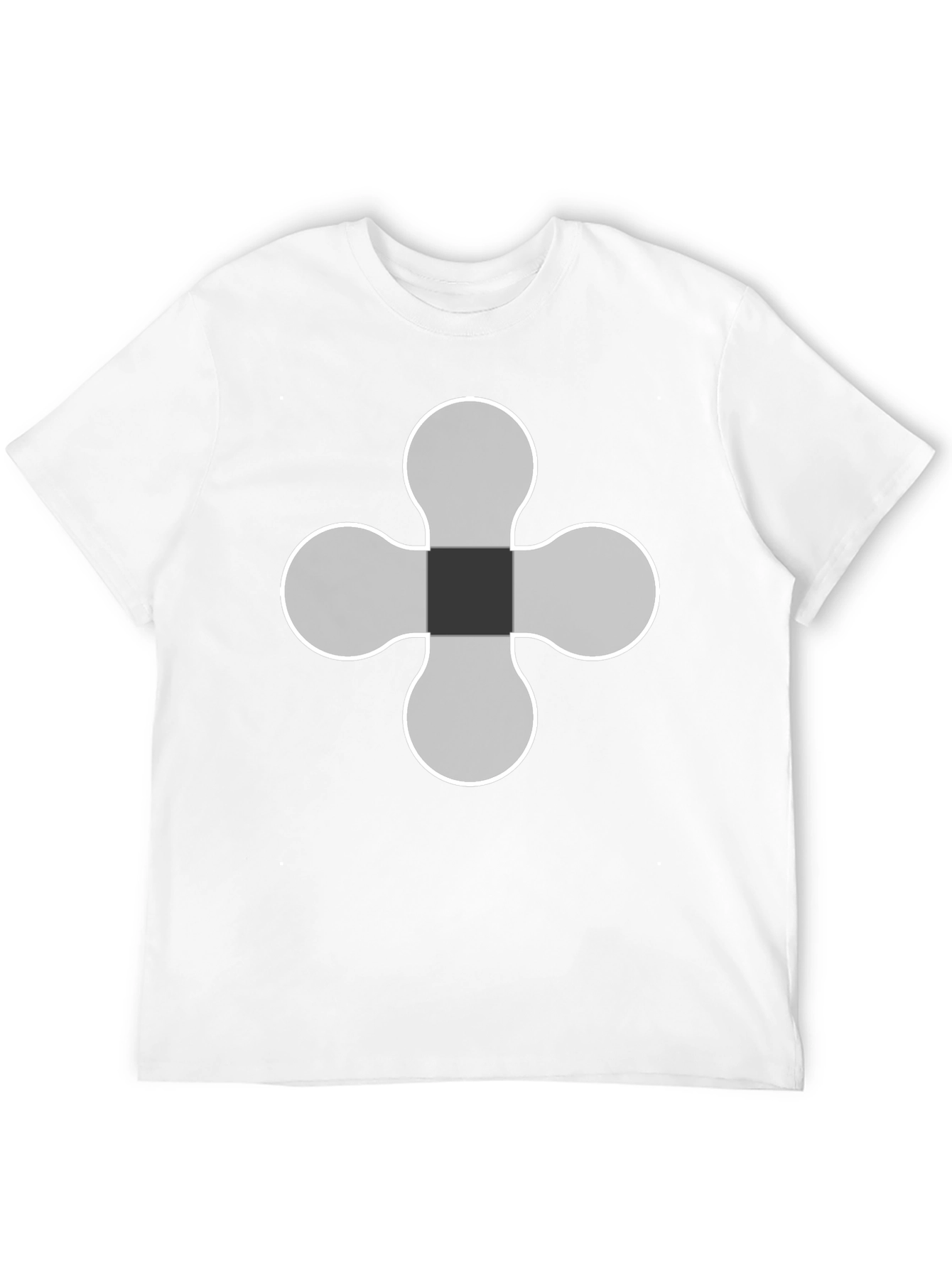 Black T-Shirt with White Four-Leaf Clover Design