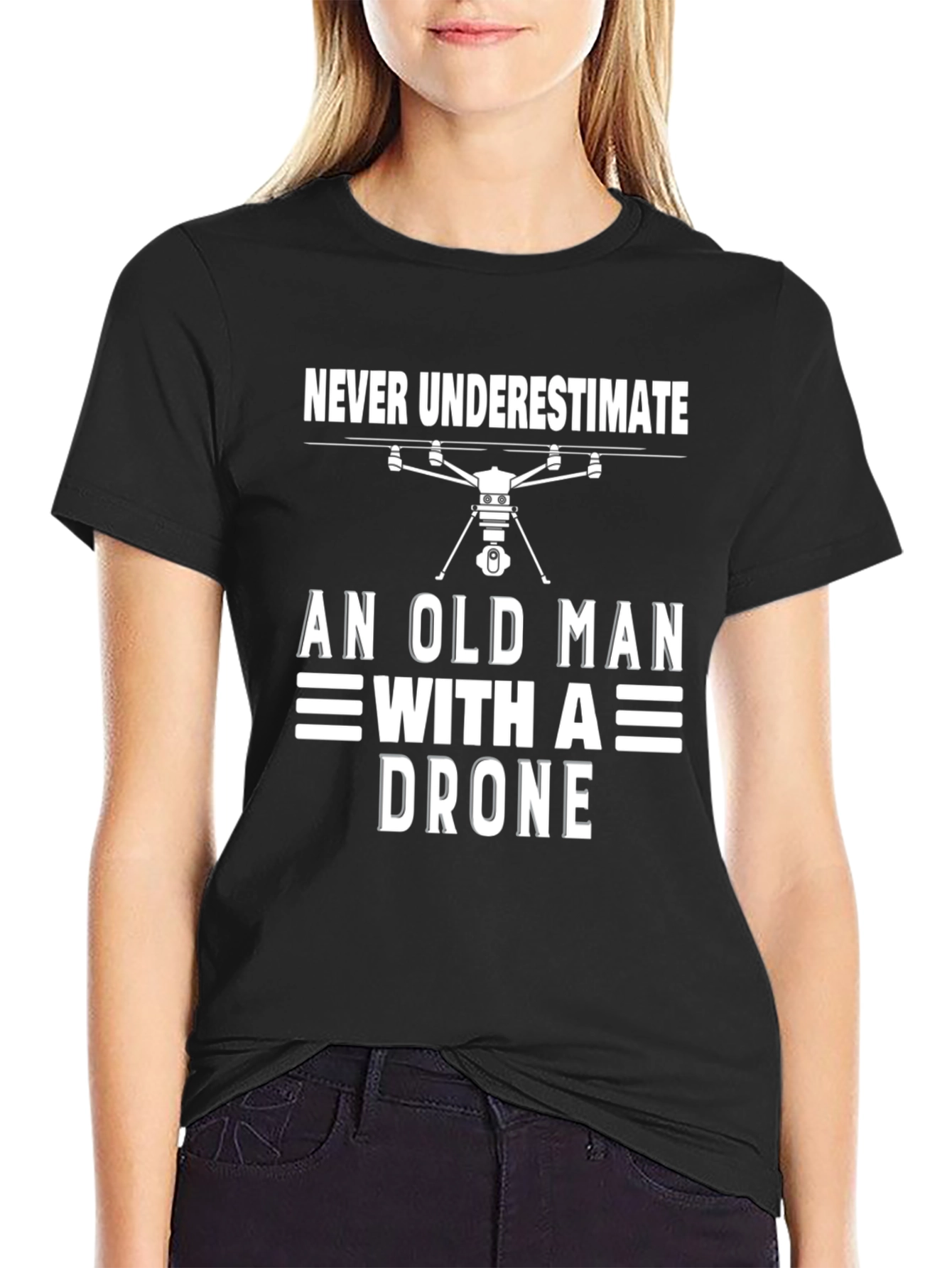 Never Underestimate Old Man with Drone T-Shirt