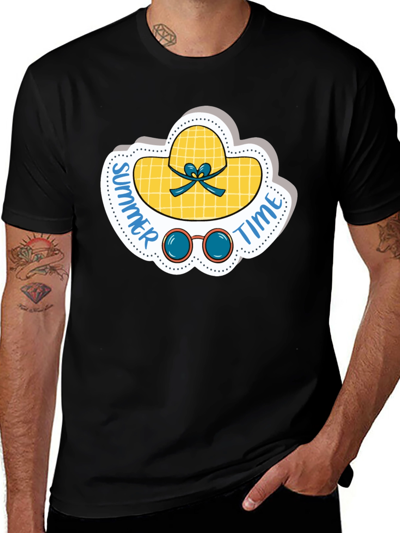 Summer Time Graphic Tee - Black Cotton Shirt