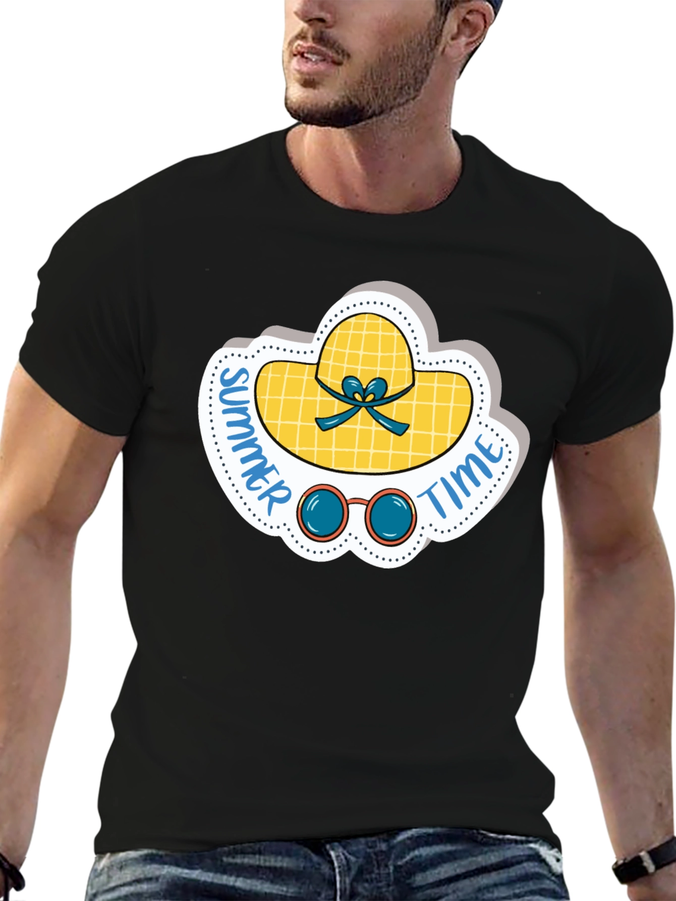 Summer Time Graphic Tee - Black Cotton Shirt