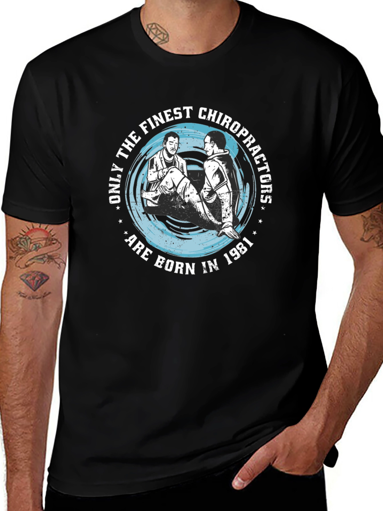 Finest Chiropractors Born in 1981 Black T-Shirt