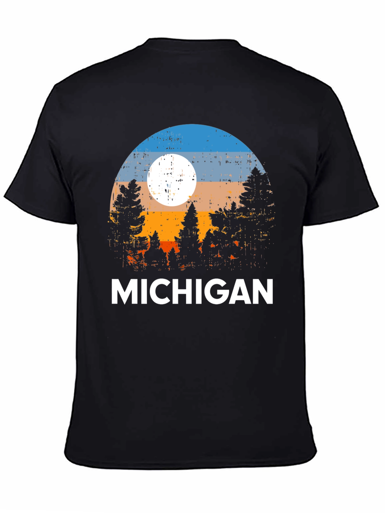 Michigan Forest T-Shirt - Retro Sunset Design