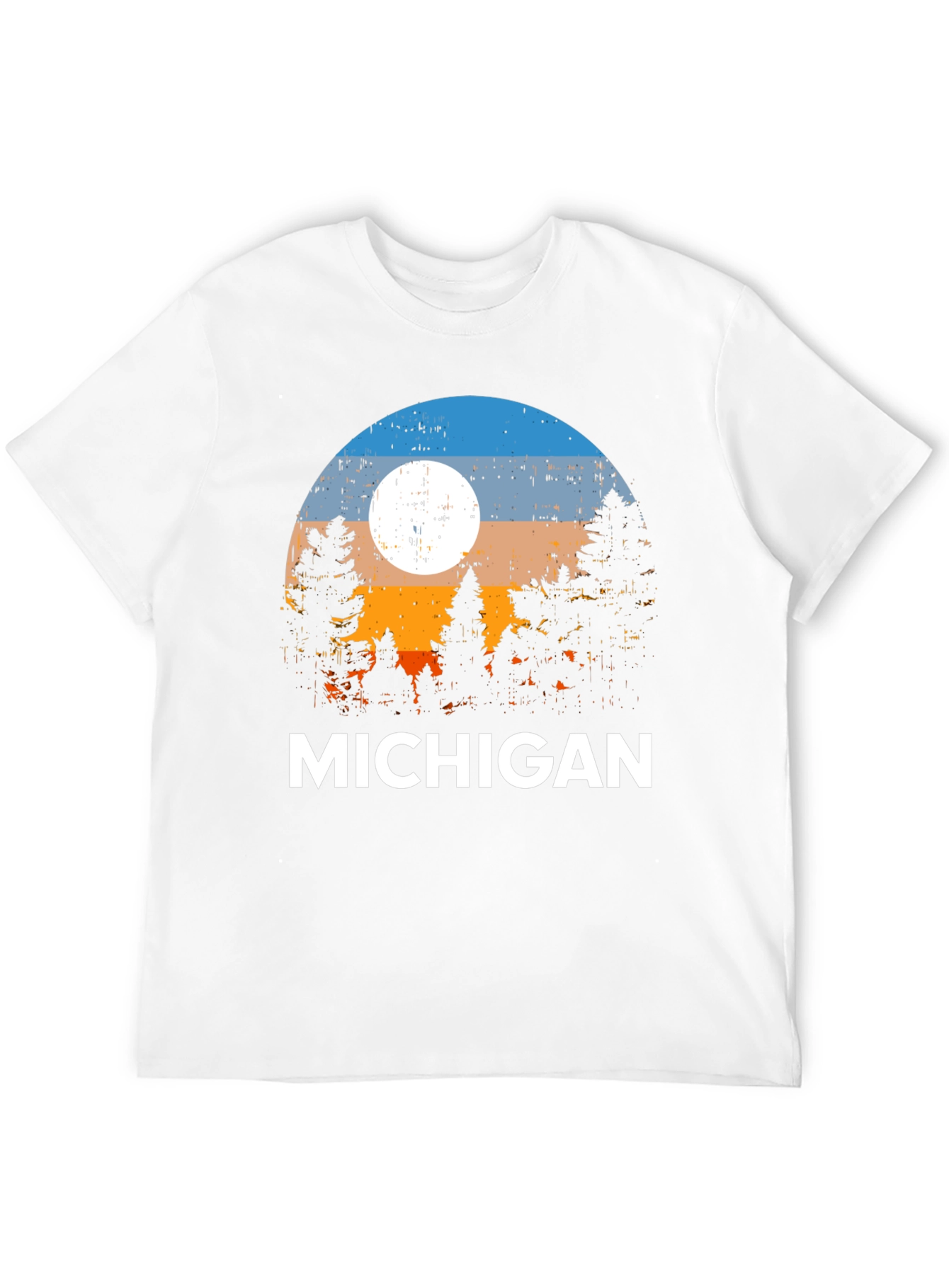 Michigan Forest T-Shirt - Retro Sunset Design