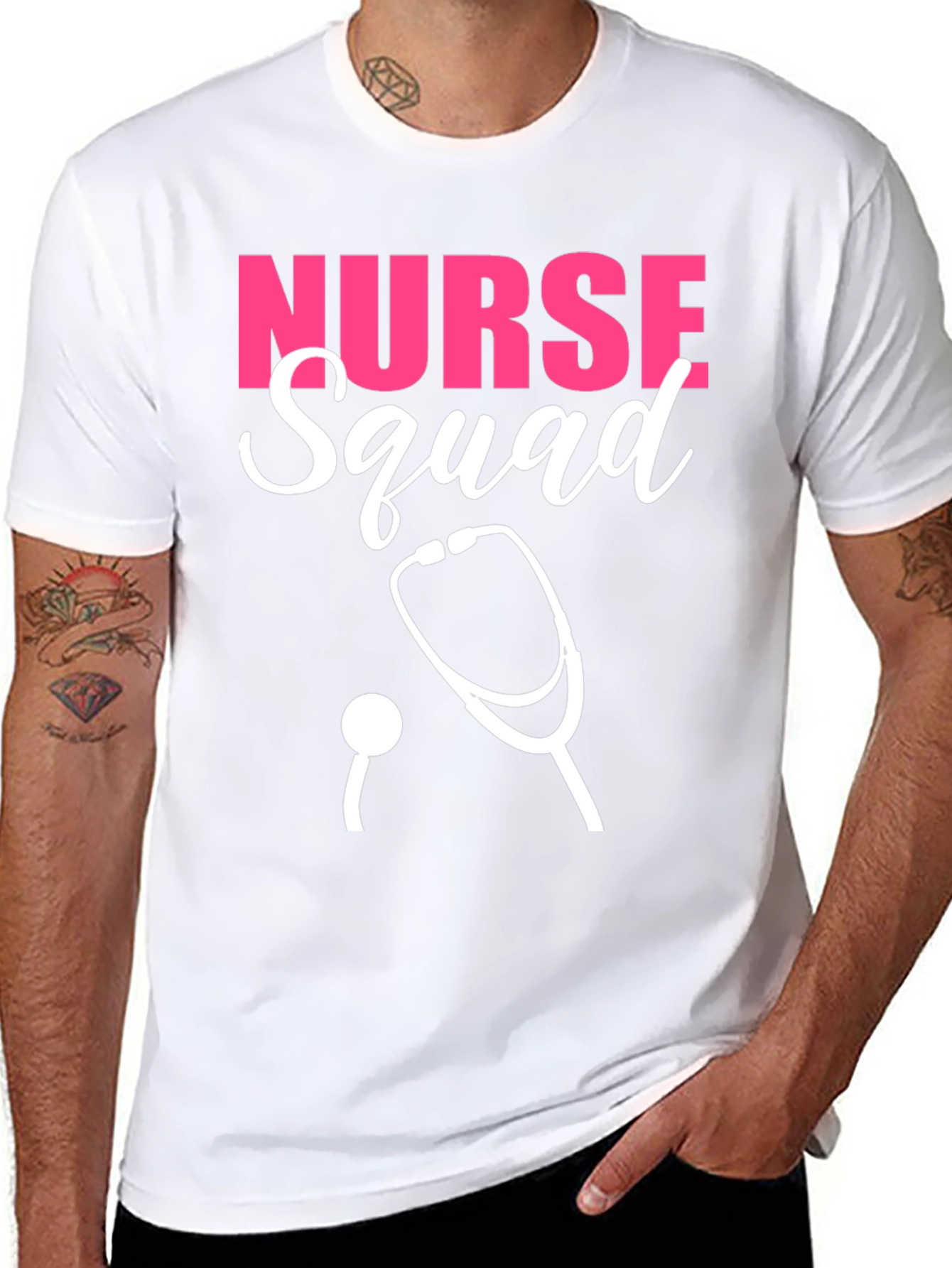 Nurse Squad T-Shirt - Pink & White Design