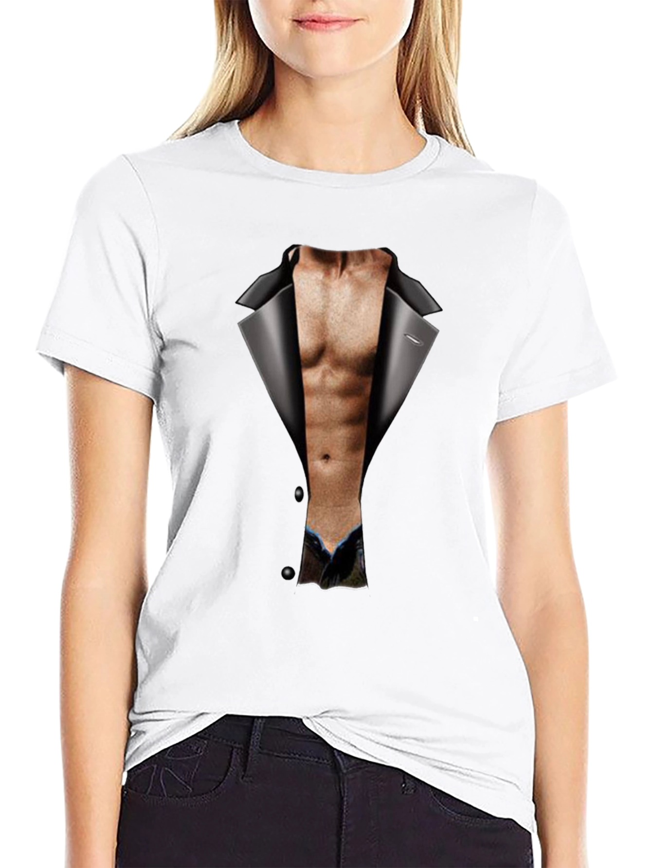 Mens Funny Tuxedo Body Print T-Shirt - Black