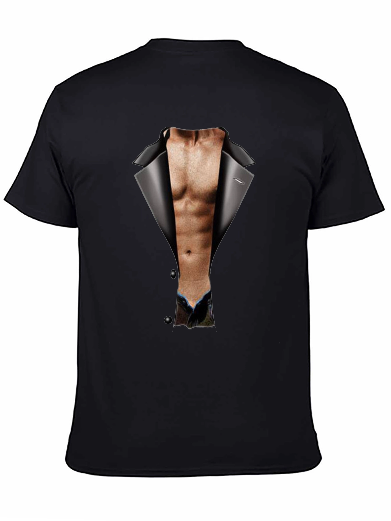 Mens Funny Tuxedo Body Print T-Shirt - Black