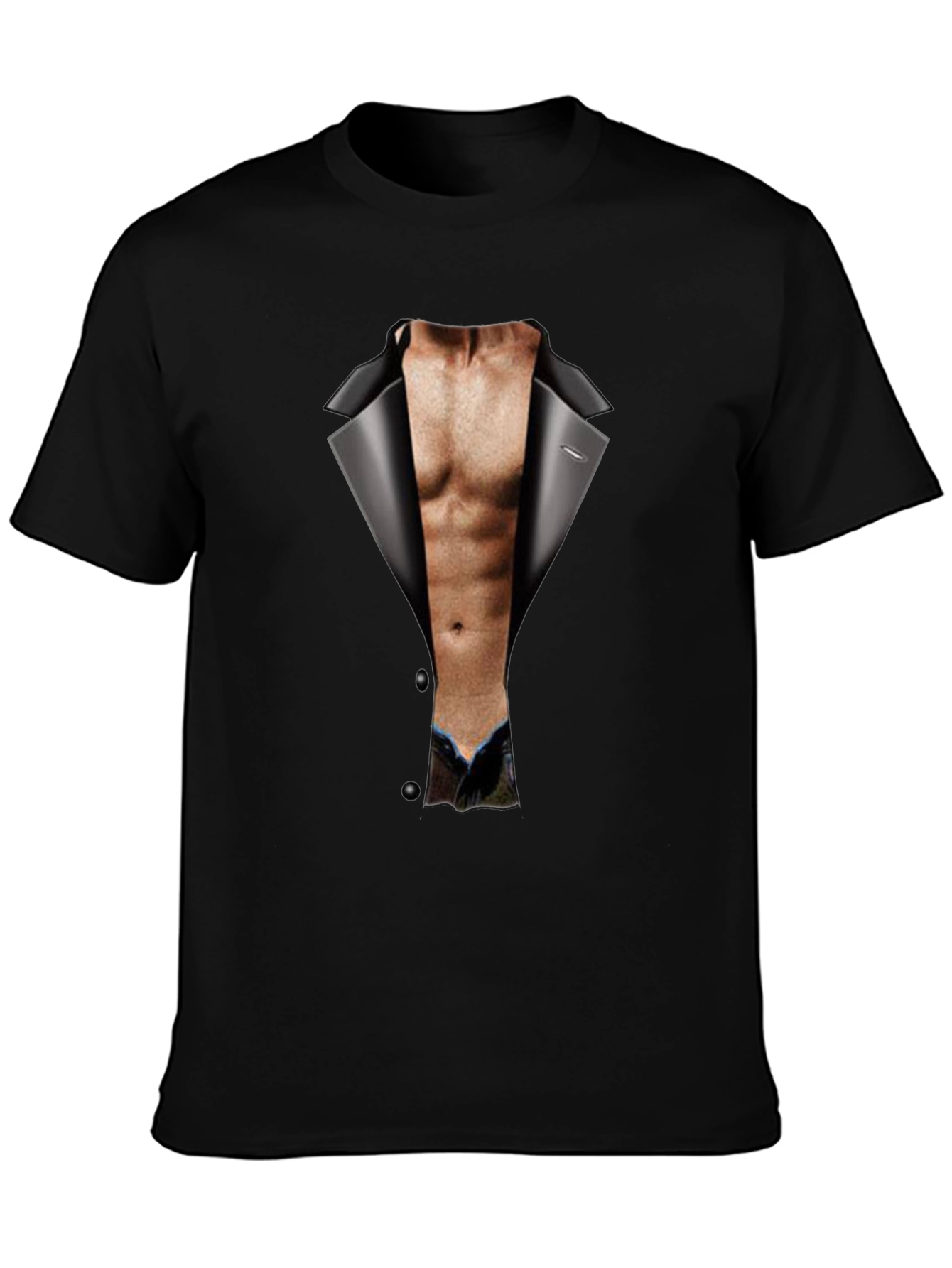 Mens Funny Tuxedo Body Print T-Shirt - Black