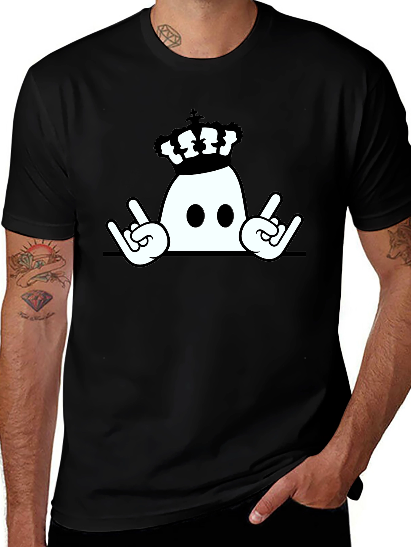 Crown Ghost Rock On Black T-Shirt
