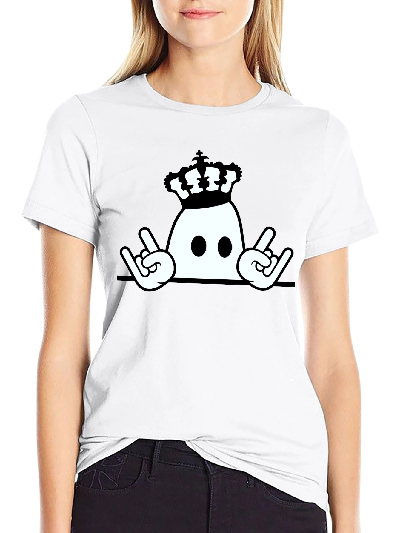 Crown Ghost Rock On Black T-Shirt